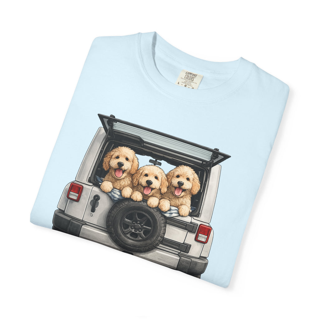 Jeep Days T-Shirt — Cute Golden Retrievers in Jeep Graphic Tee