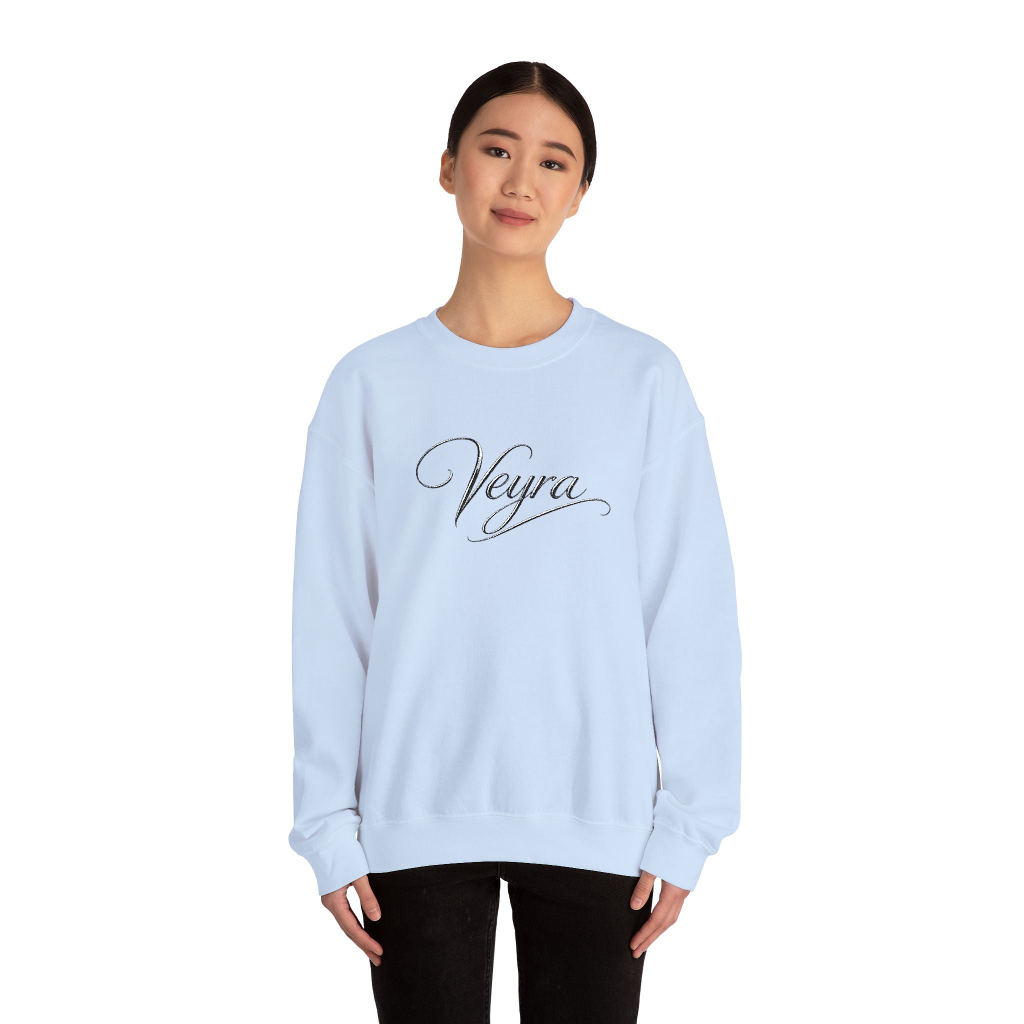 Veyra Script Crewneck Sweatshirt — Elegant Handwritten Logo Pullover