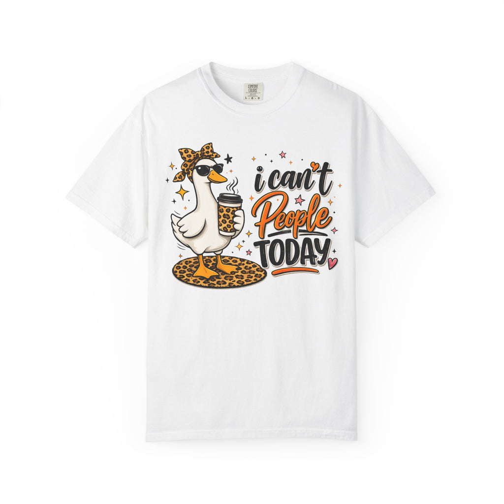 I Can't People Today T-Shirt — Leopard Duck Graphic Tee for Introverts