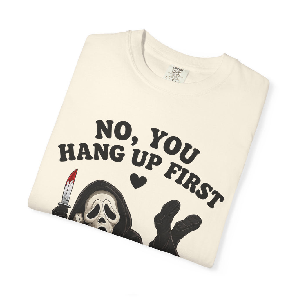 Scream Reaper Tee – "No, You Hang Up First" Graphic T‑Shirt