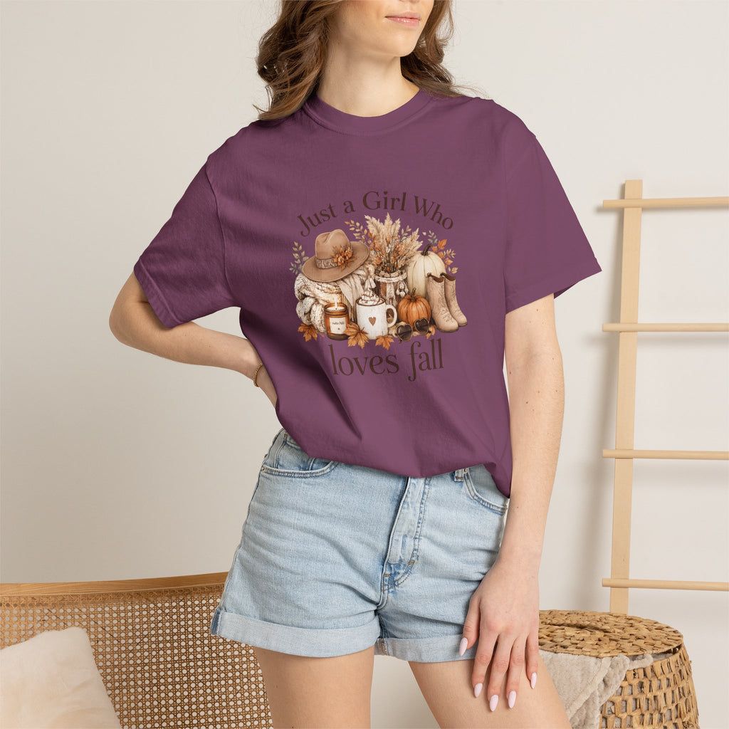 Fall Vibes Graphic Tee — "Just a Girl Who Loves Fall" Autumn Shirt