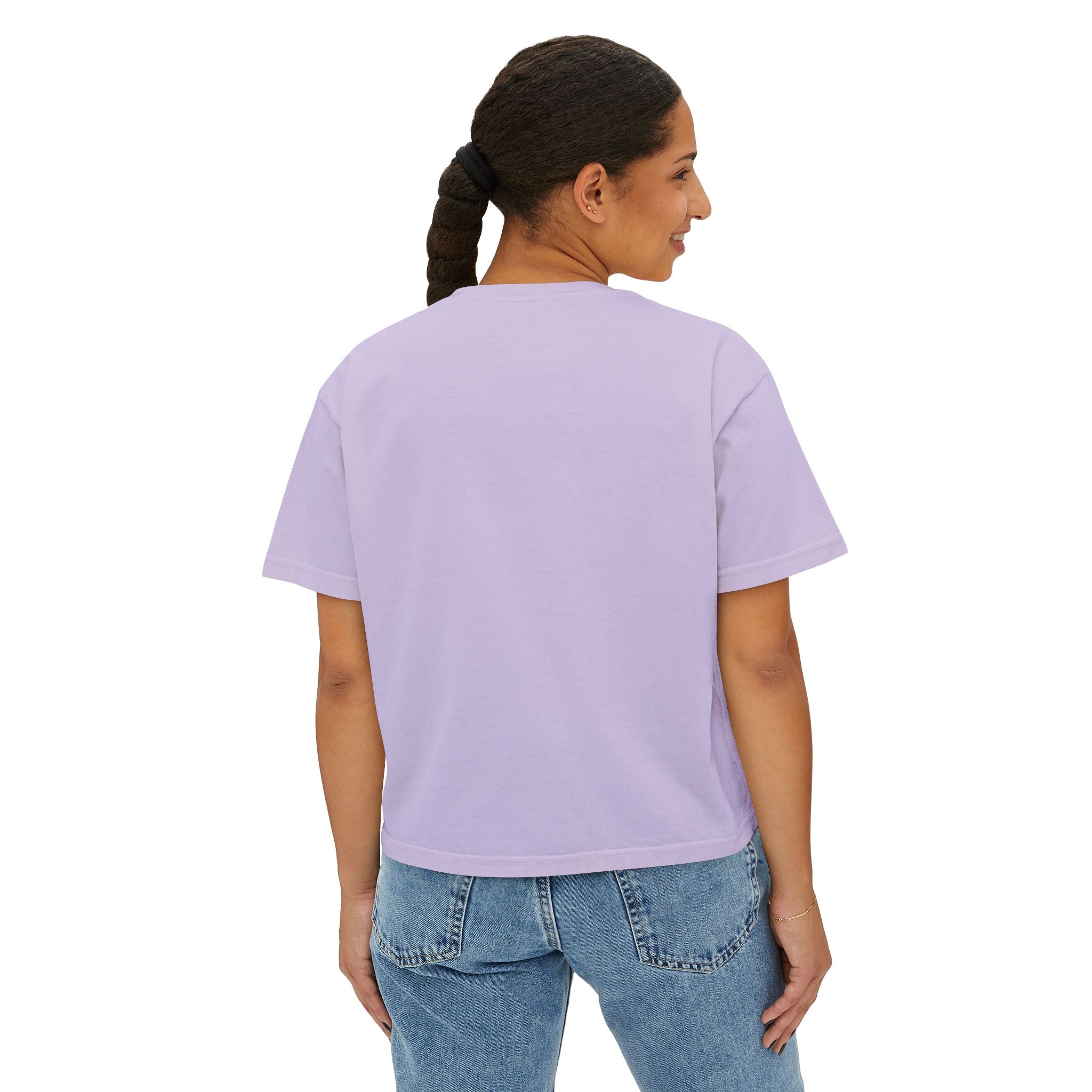 Music Soothes My Soul Boxy Tee — Women's Cropped Graphic T-Shirt with Headphones