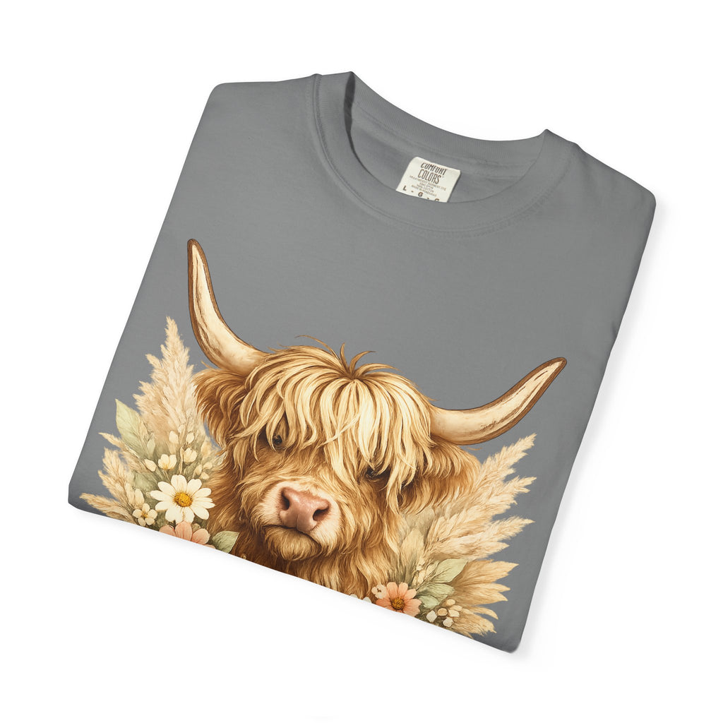 Highland Cow Floral T-Shirt — Cute Scottish Highland Cattle Tee