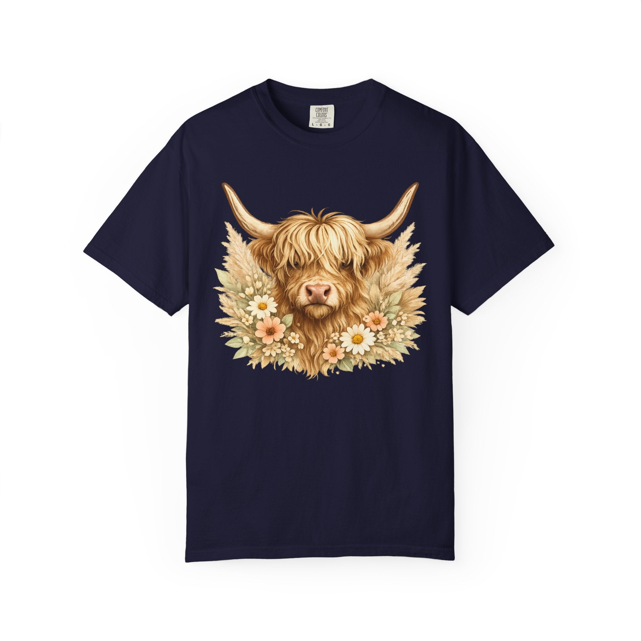 Highland Cow Floral T-Shirt — Cute Scottish Highland Cattle Tee