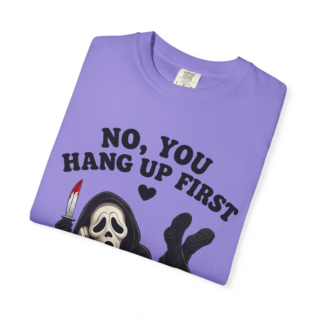 Scream Reaper Tee – "No, You Hang Up First" Graphic T‑Shirt