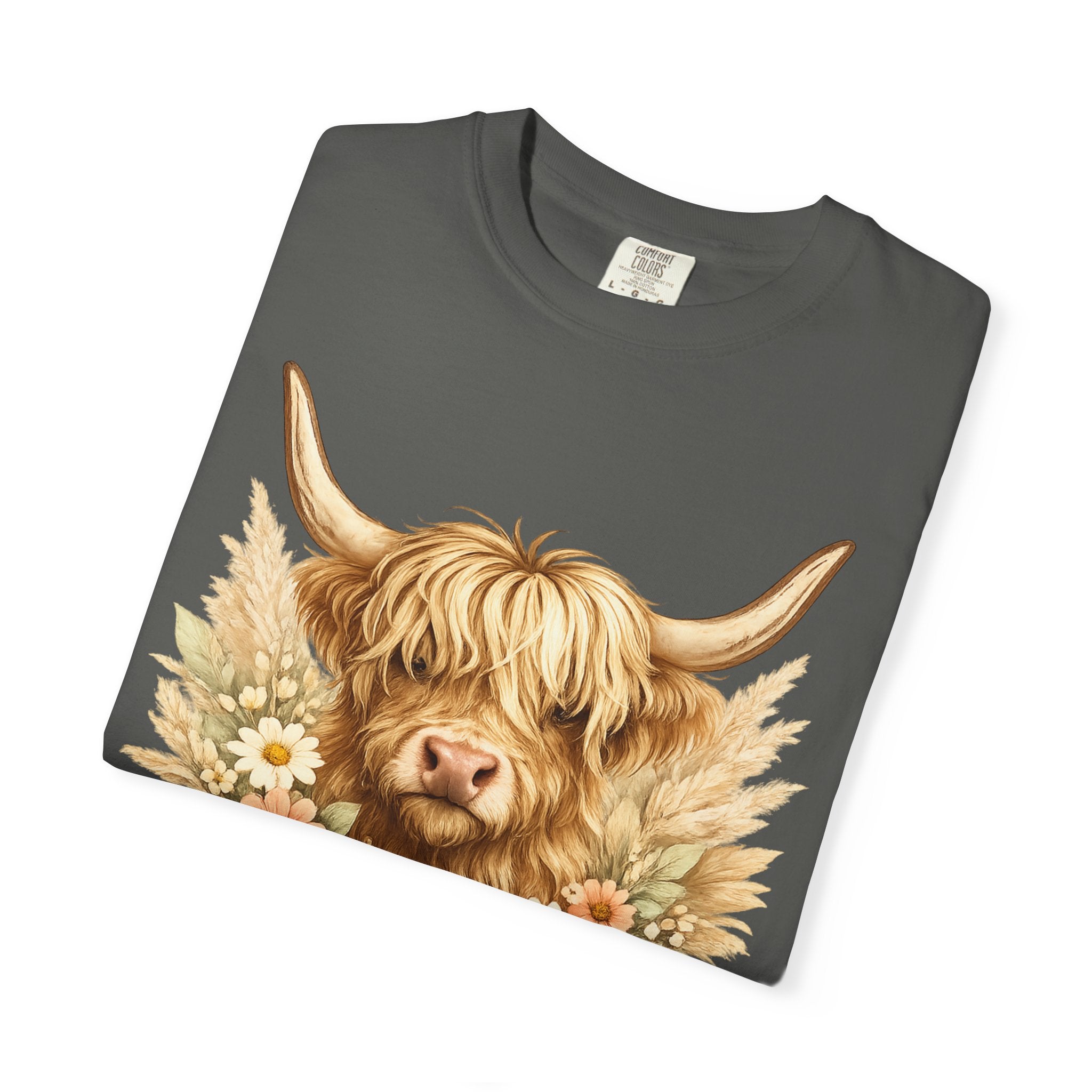 Highland Cow Floral T-Shirt — Cute Scottish Highland Cattle Tee
