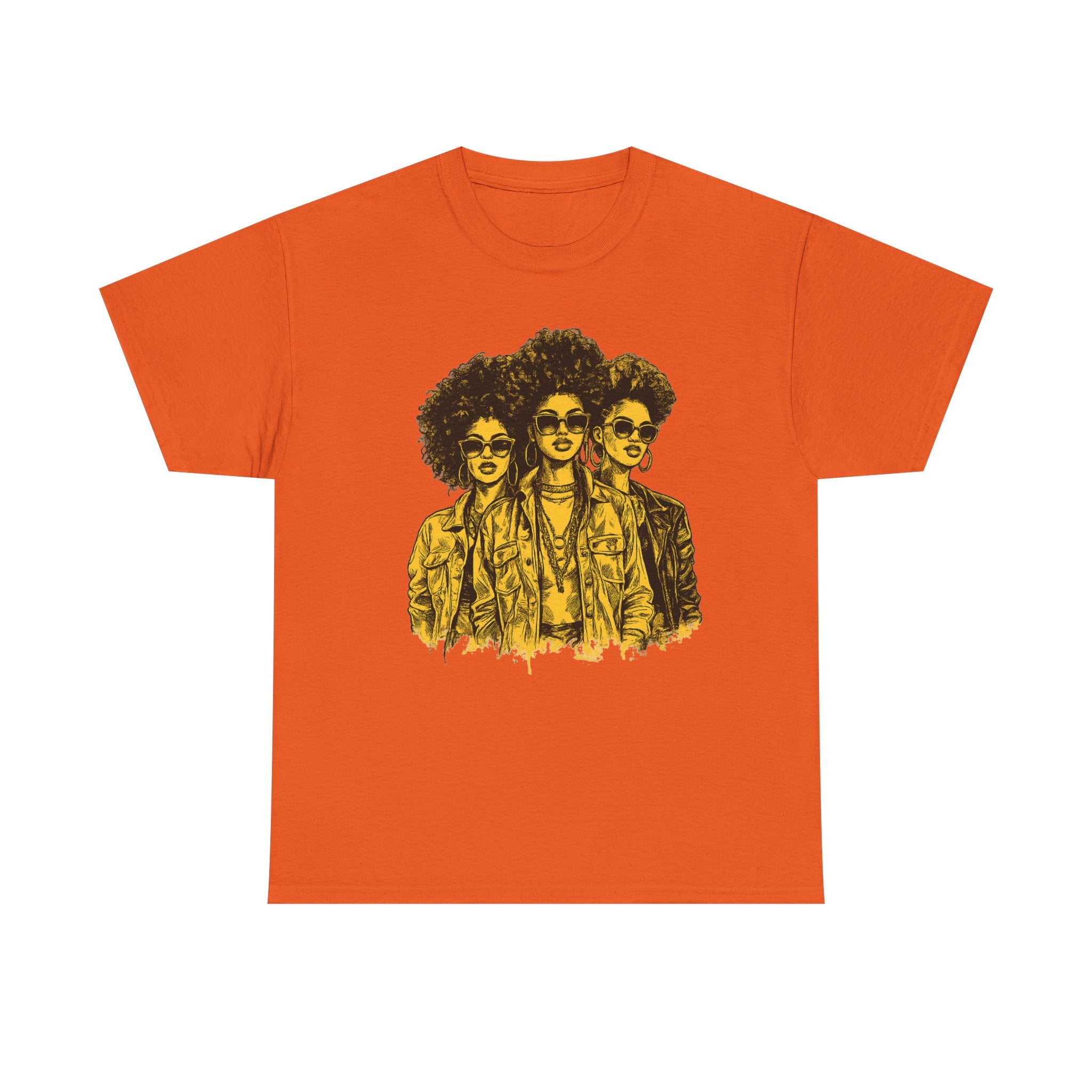Afro Trio Graphic Tee — Vintage Bold Black Women Portrait T‑Shirt