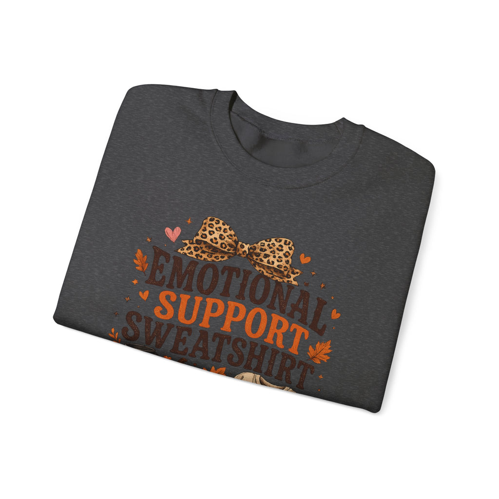 Emotional Support Sweatshirt Crewneck - Cozy Fall Leopard Pumpkin Design