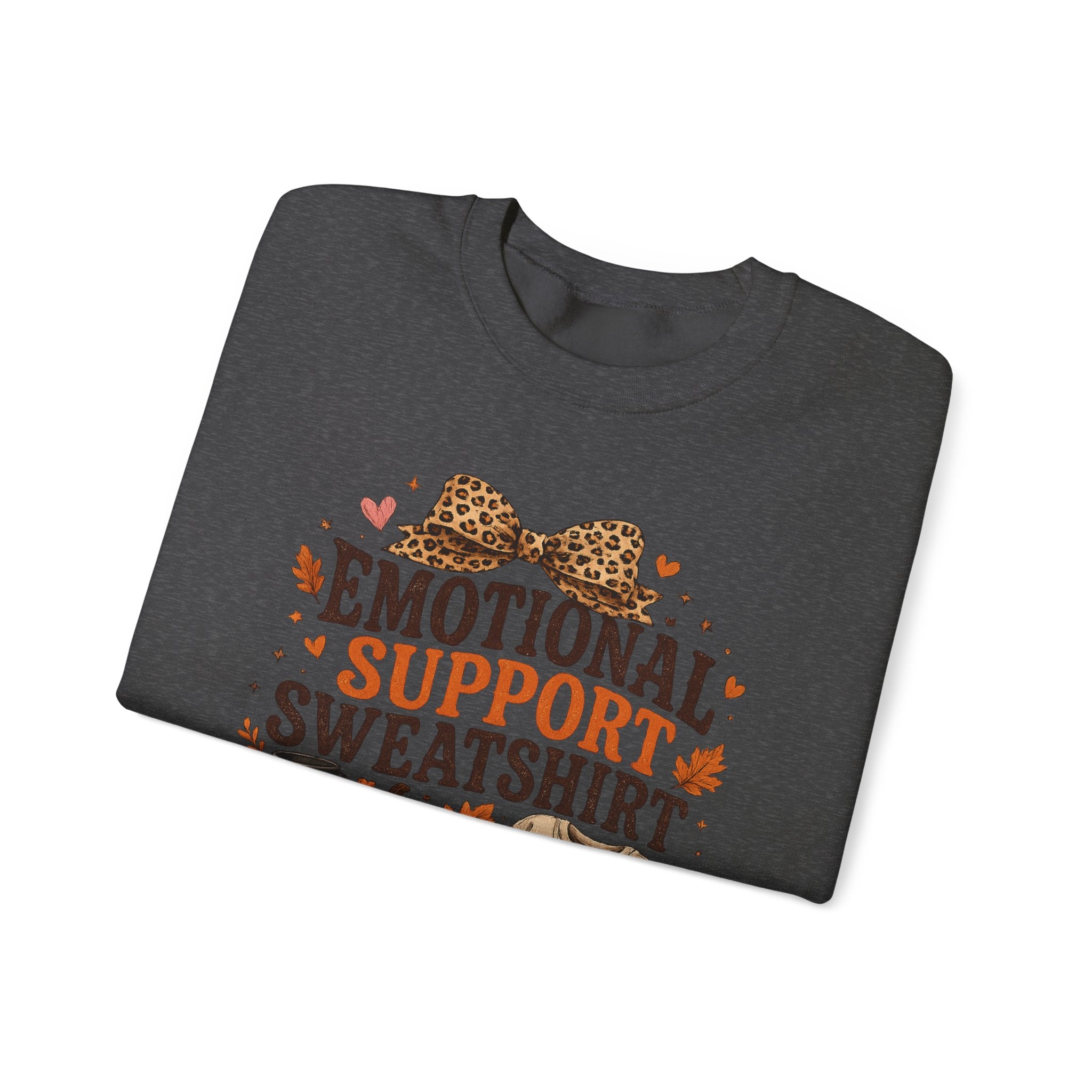 Emotional Support Sweatshirt Crewneck - Cozy Fall Leopard Pumpkin Design