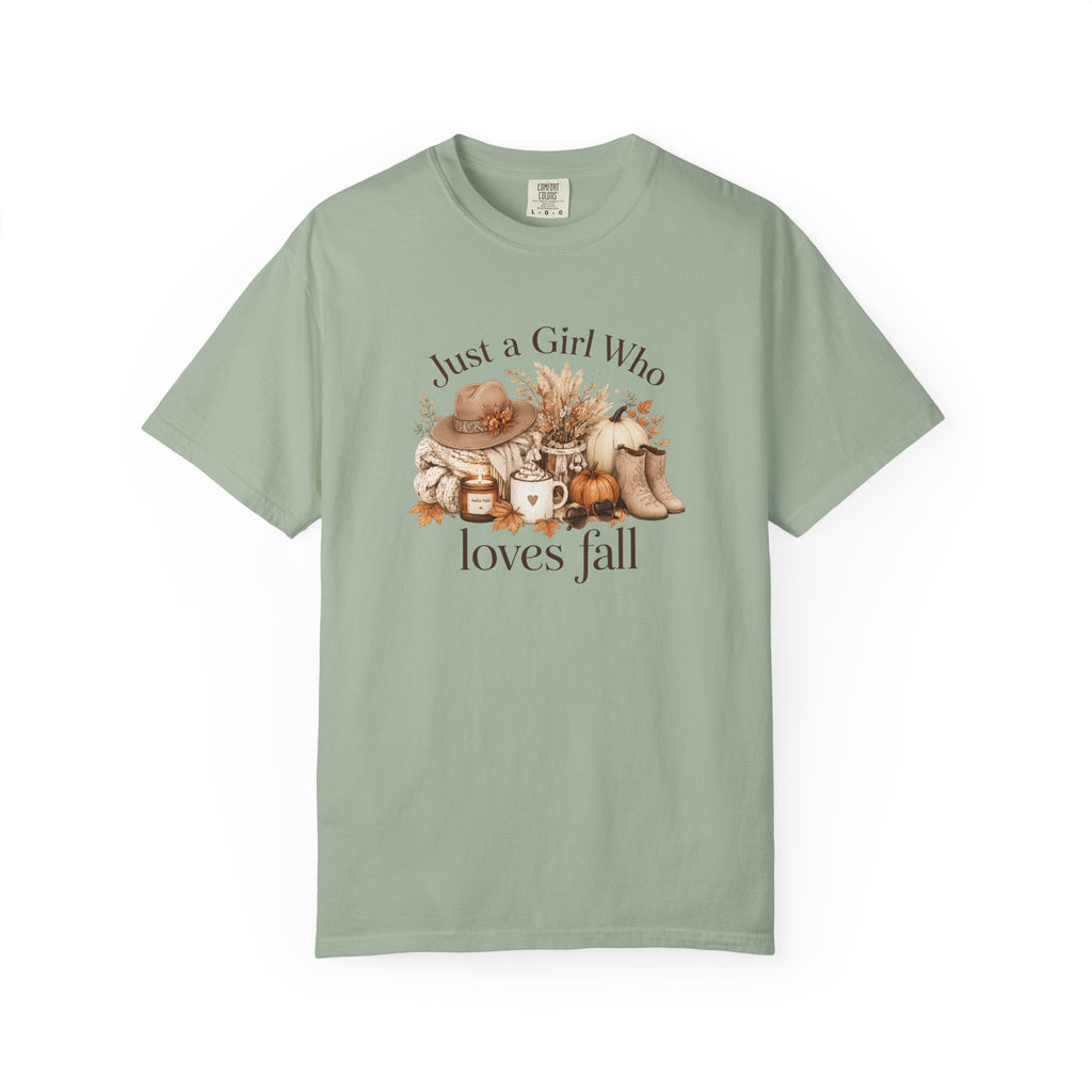 Fall Vibes Graphic Tee — "Just a Girl Who Loves Fall" Autumn Shirt