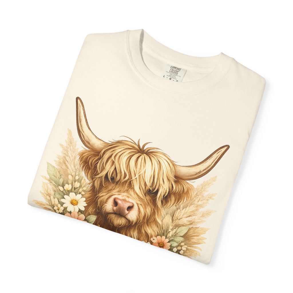 Highland Cow Floral T-Shirt — Cute Scottish Highland Cattle Tee