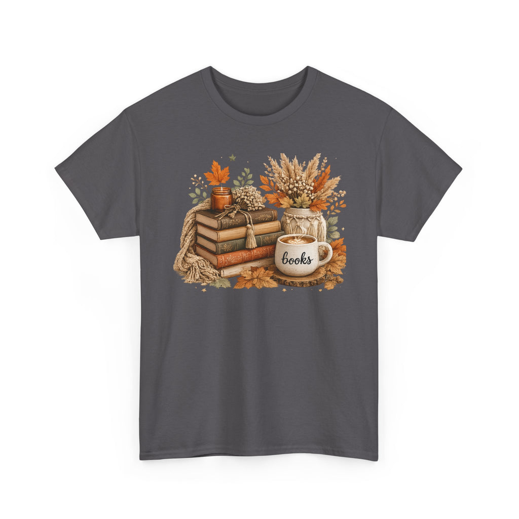 Cozy Autumn Books Tee — Fall Booklover Graphic T-Shirt