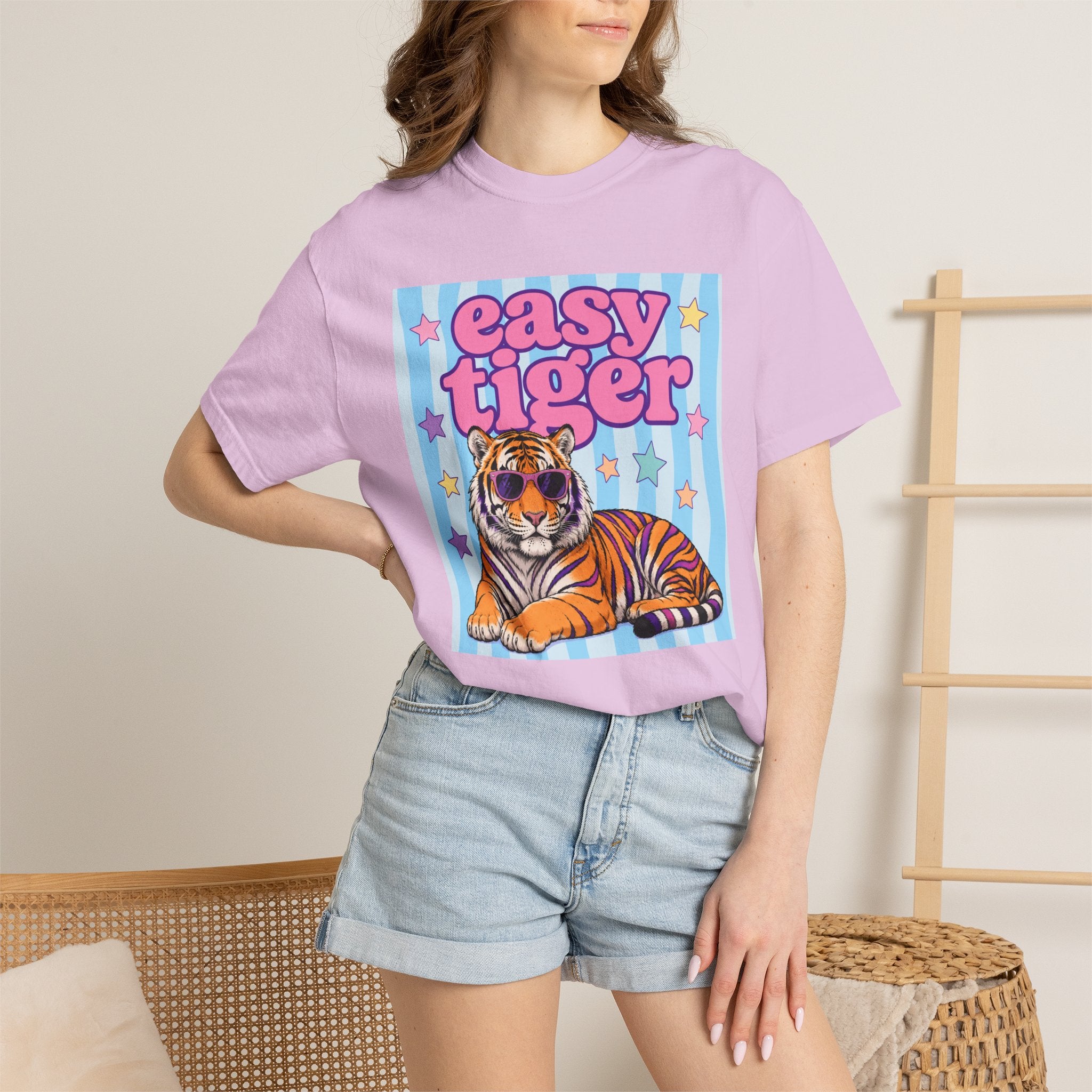 Easy Tiger Graphic T-Shirt — Retro Pastel Tiger Tee