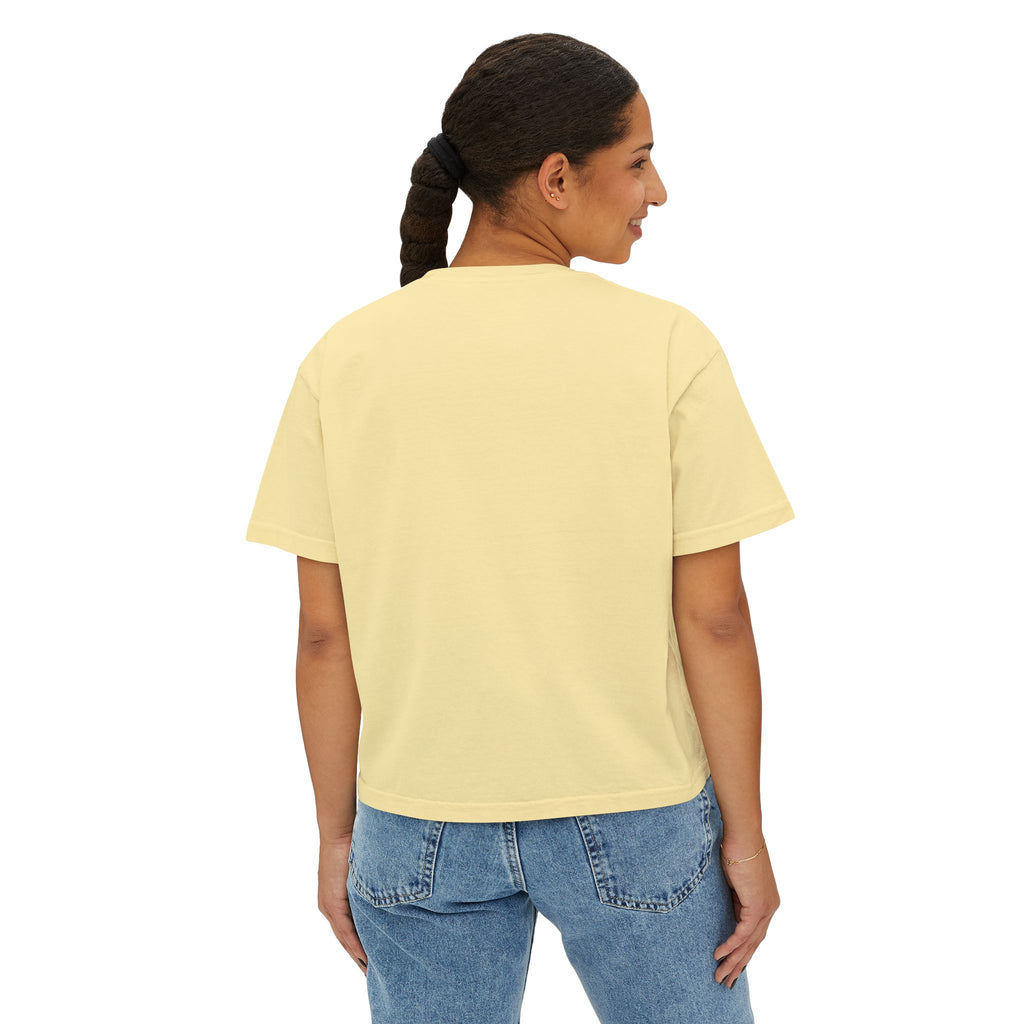 Music Soothes My Soul Boxy Tee — Women's Cropped Graphic T-Shirt with Headphones