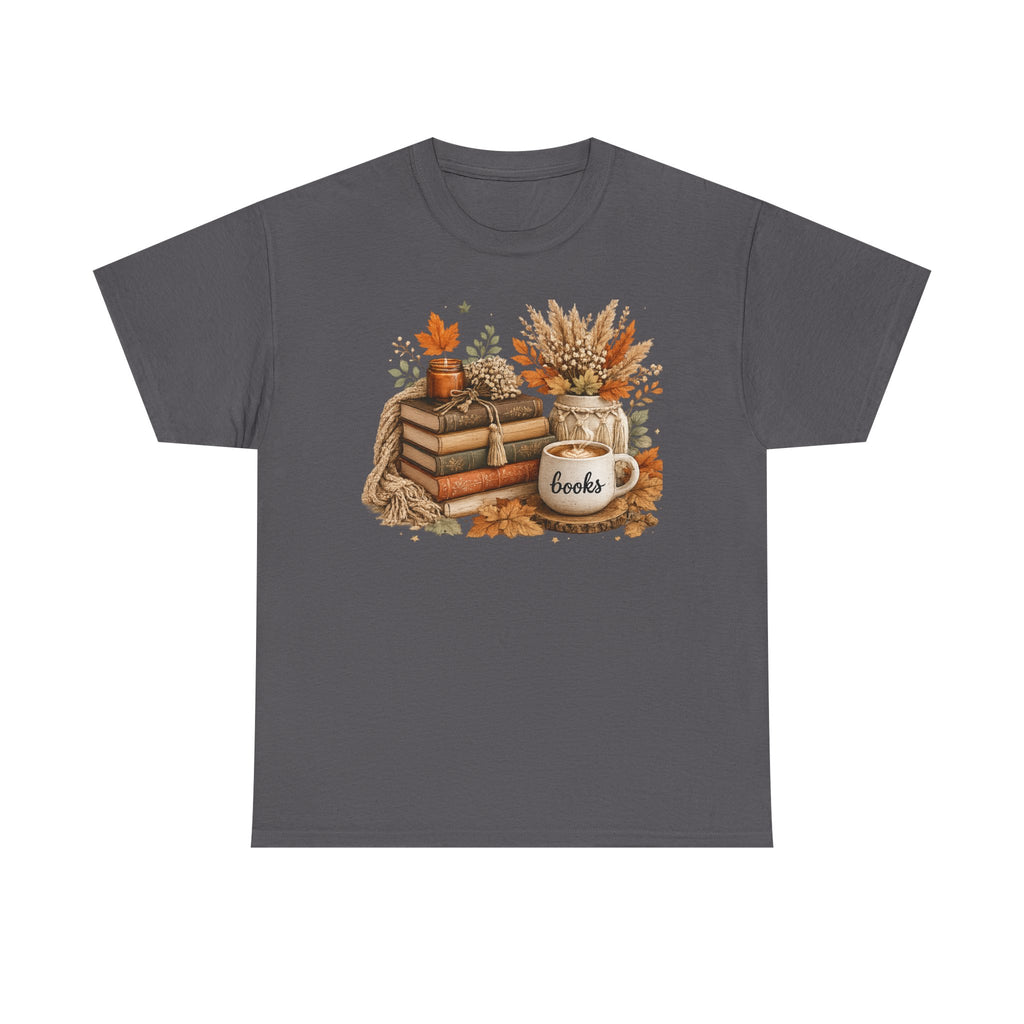Cozy Autumn Books Tee — Fall Booklover Graphic T-Shirt