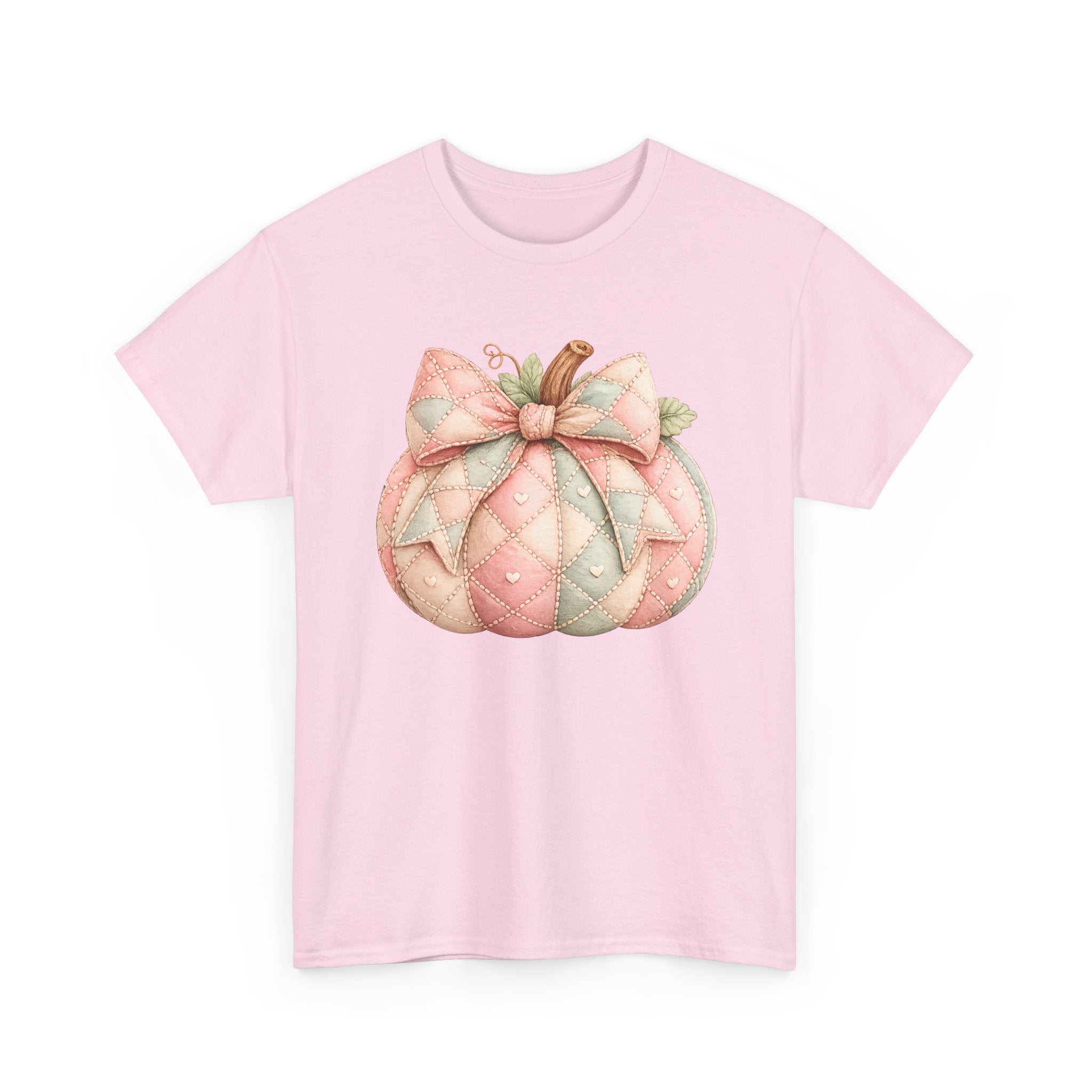 Pink Quilted Pumpkin Tee - Pastel Fall Pumpkin Shirt