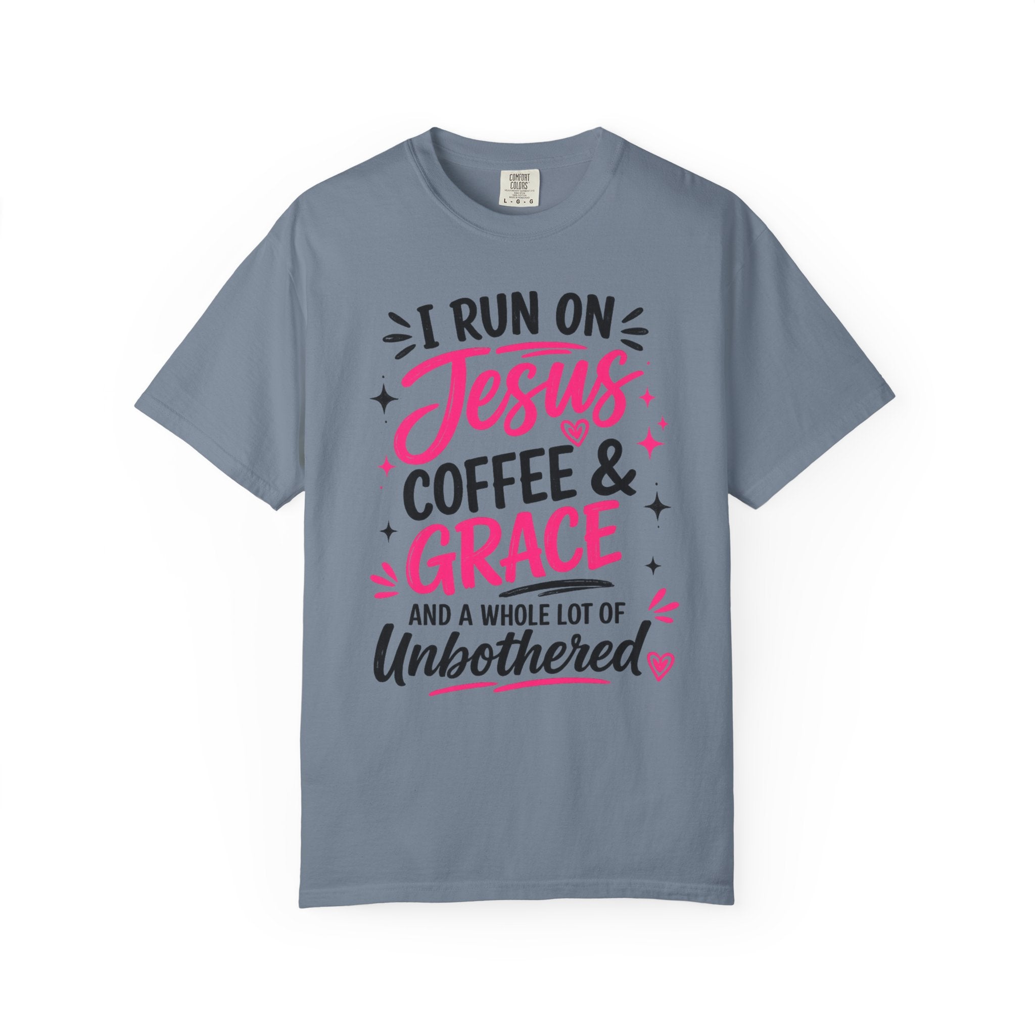 Christian Graphic T-Shirt - "I Run on Jesus, Coffee & Grace" Faith Tee