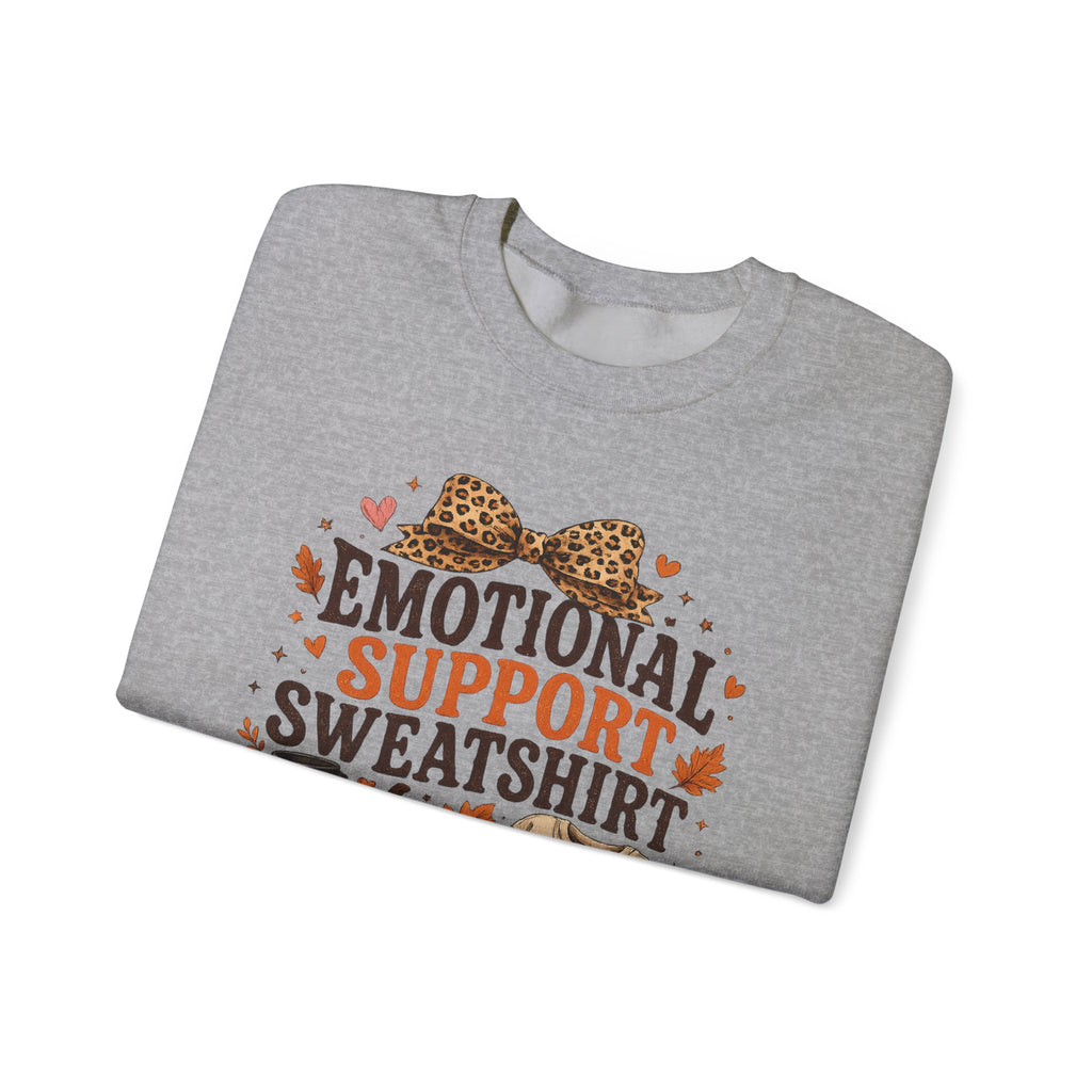 Emotional Support Sweatshirt Crewneck - Cozy Fall Leopard Pumpkin Design