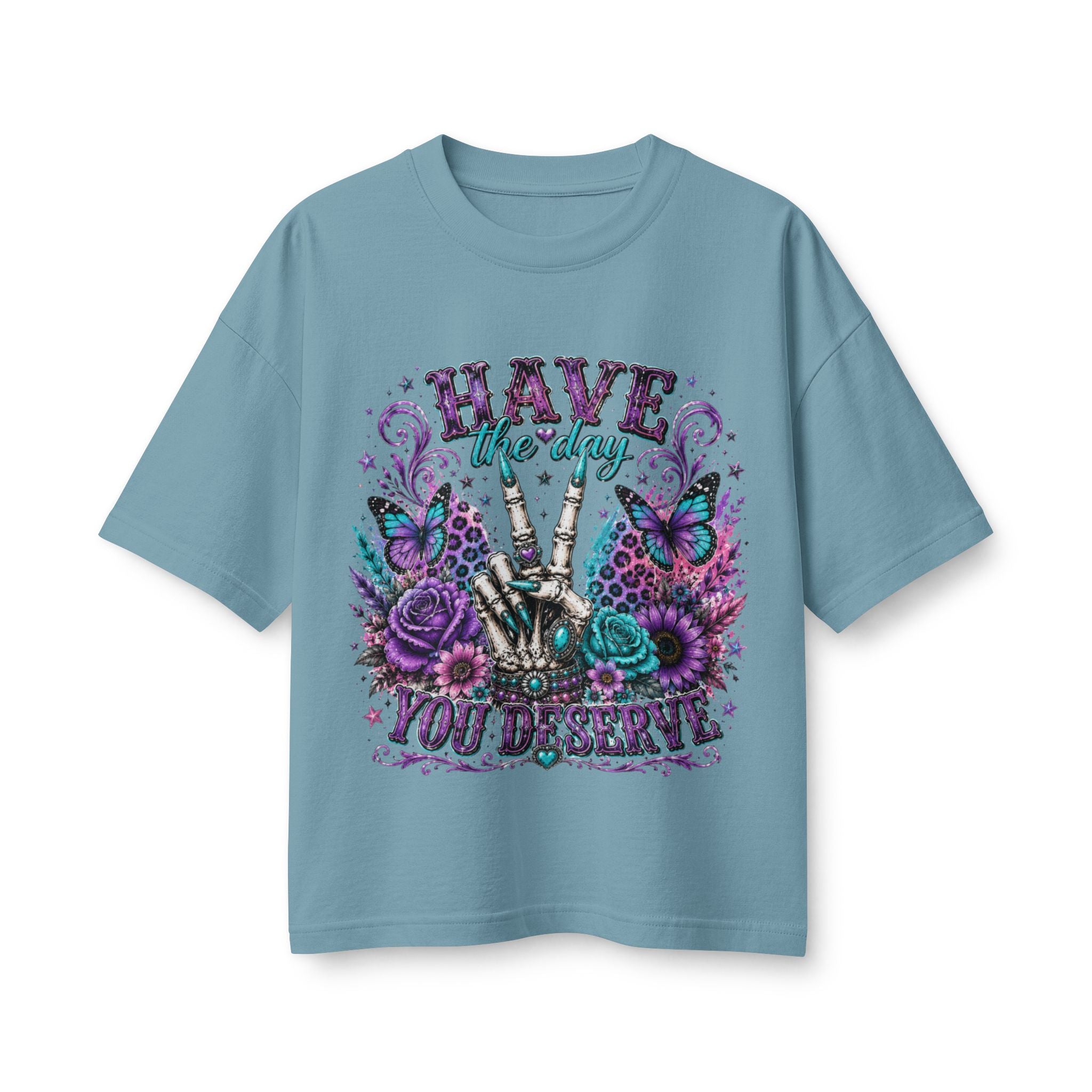 Have the Day You Deserve Graphic Tee — Floral Peace Sign Women’s T‑Shirt