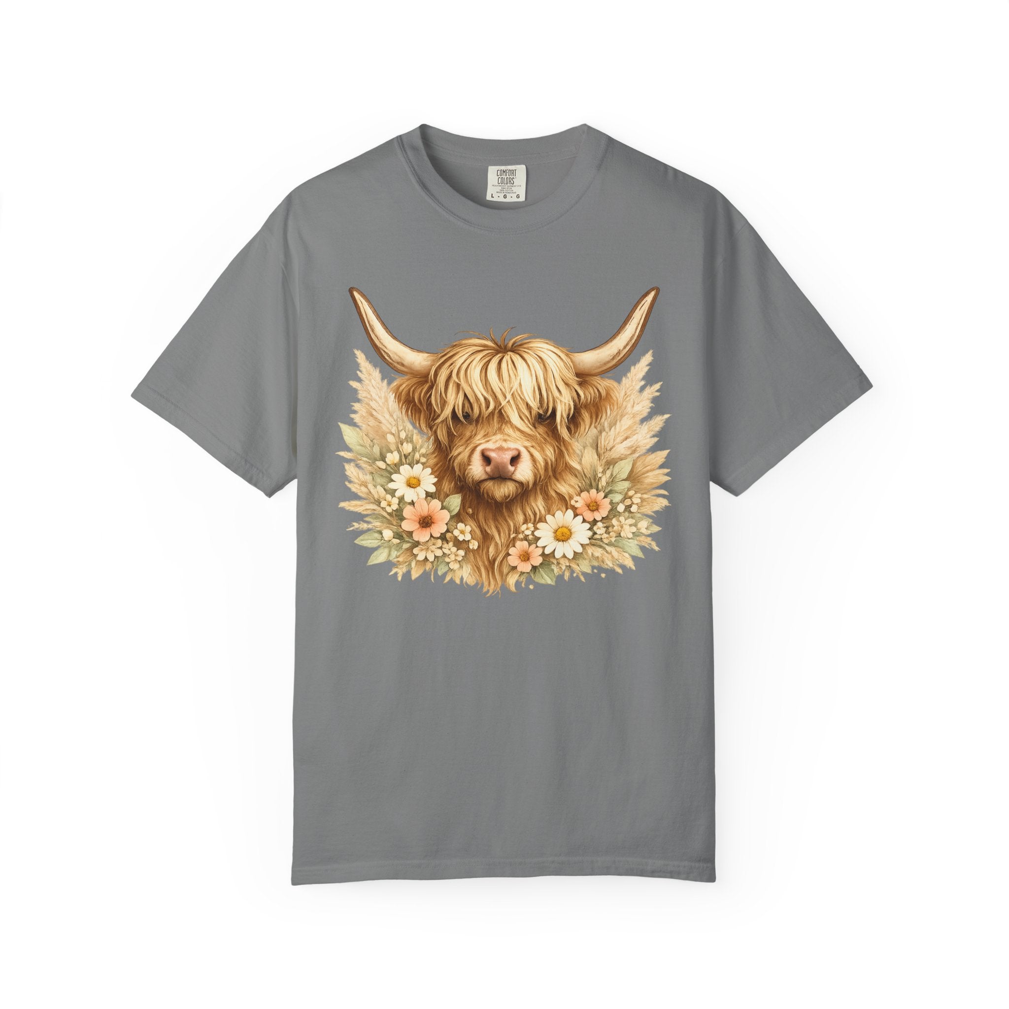 Highland Cow Floral T-Shirt — Cute Scottish Highland Cattle Tee