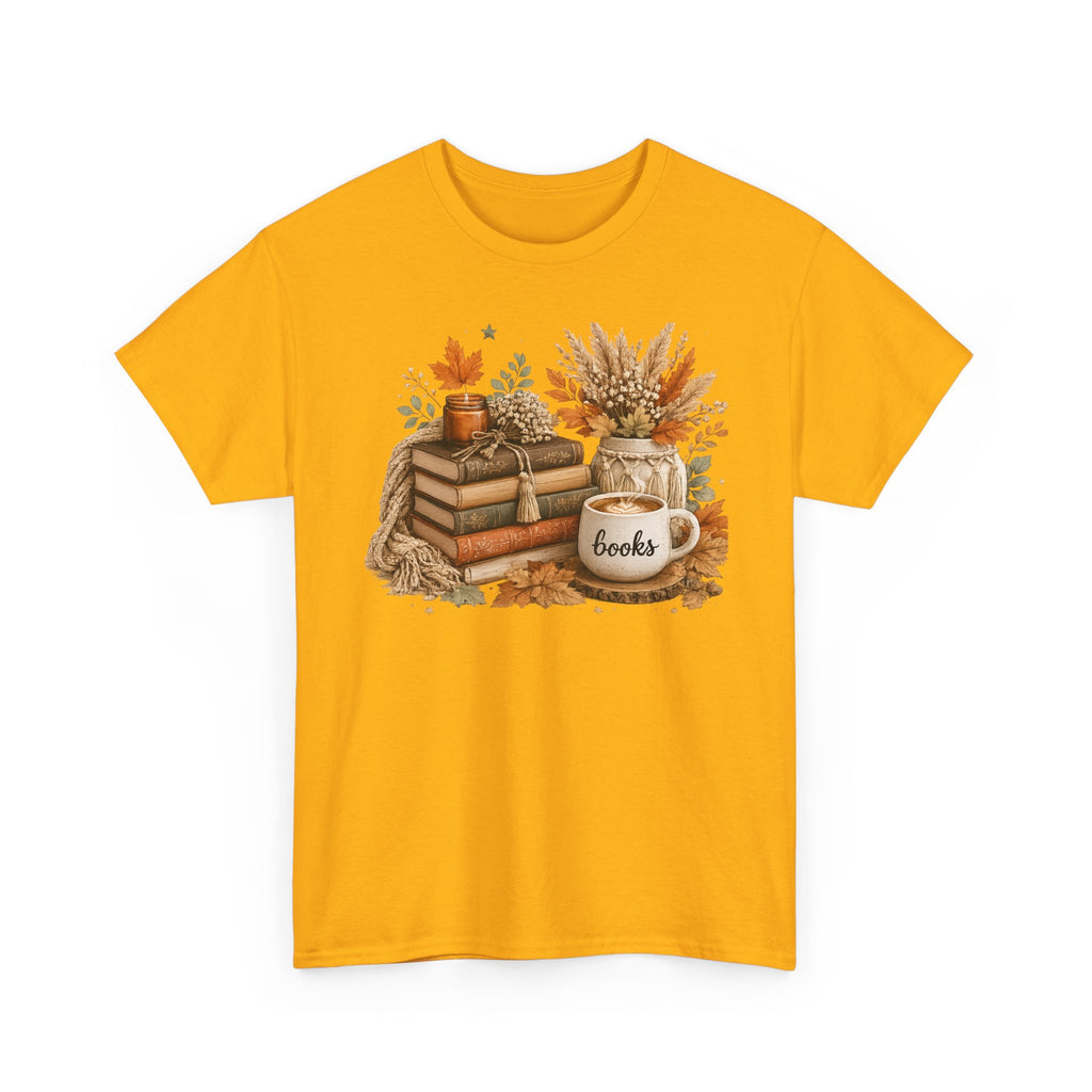 Cozy Autumn Books Tee — Fall Booklover Graphic T-Shirt
