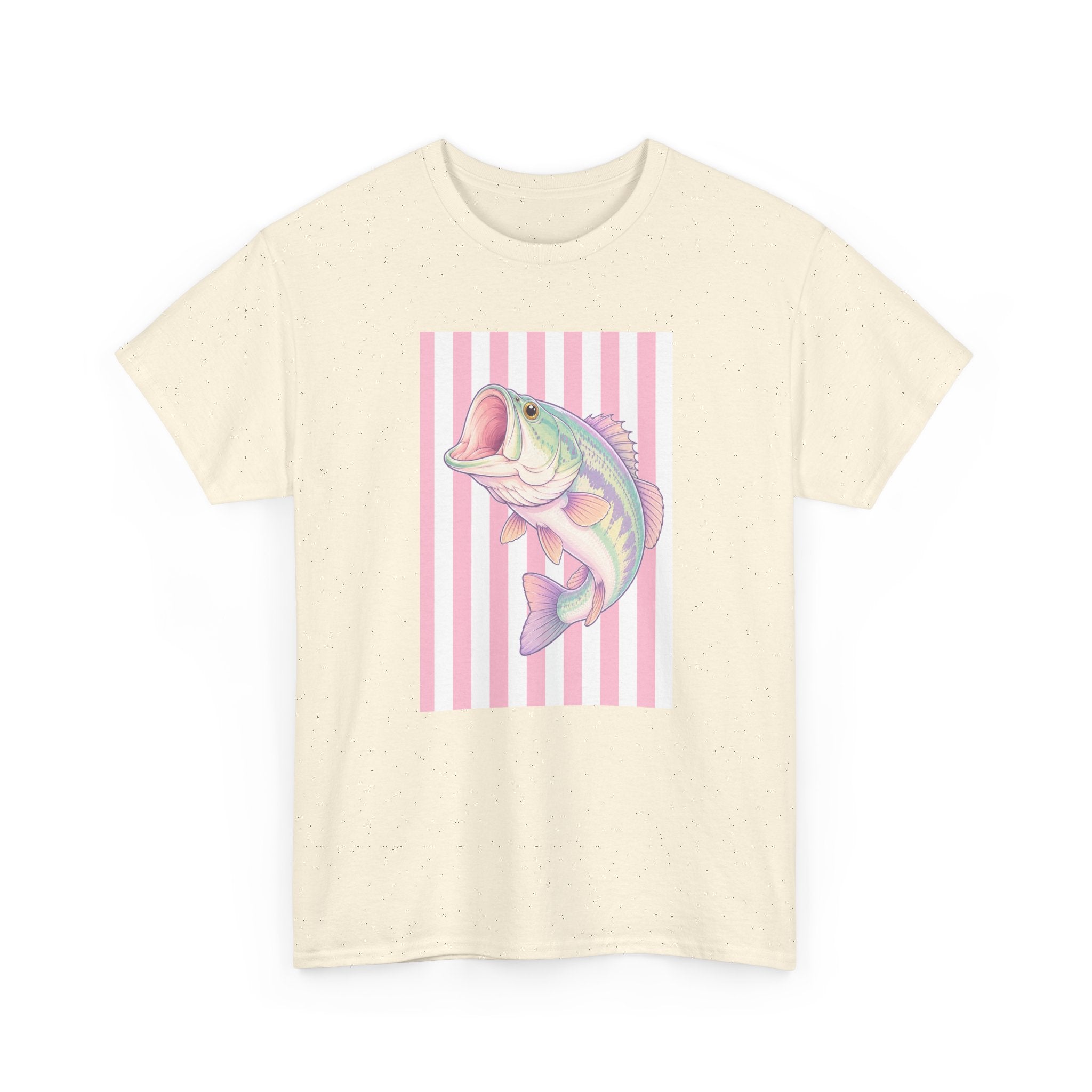 Pastel Bass Tee — Retro Striped Fishing Shirt
