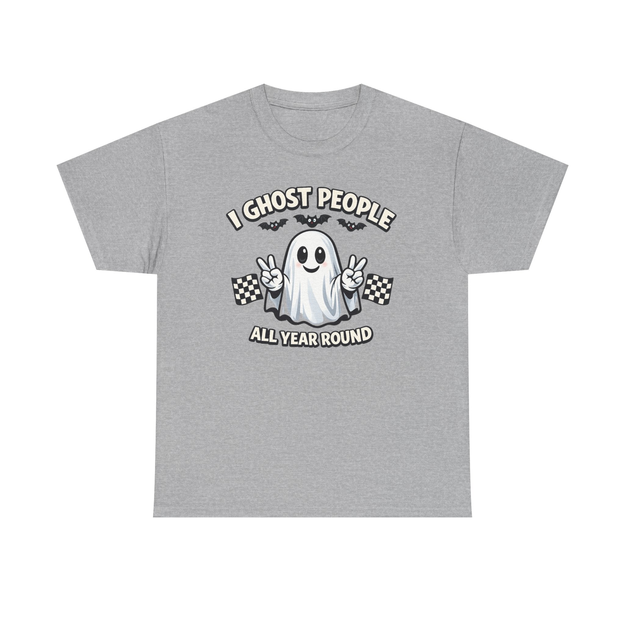 Ghost People All Year Round Tee — Cute Vintage Ghost Graphic Shirt