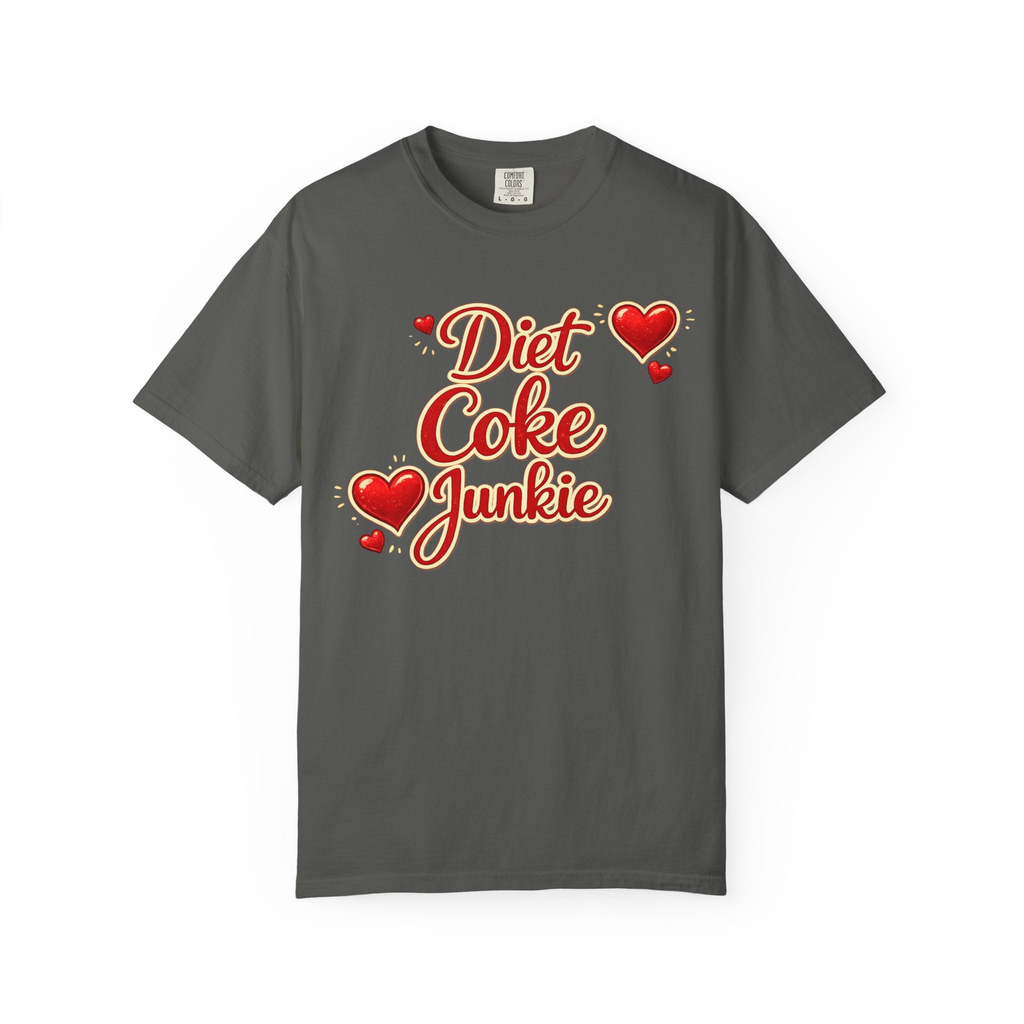Diet Coke Junkie T‑Shirt — Retro Script Heart Graphic Tee