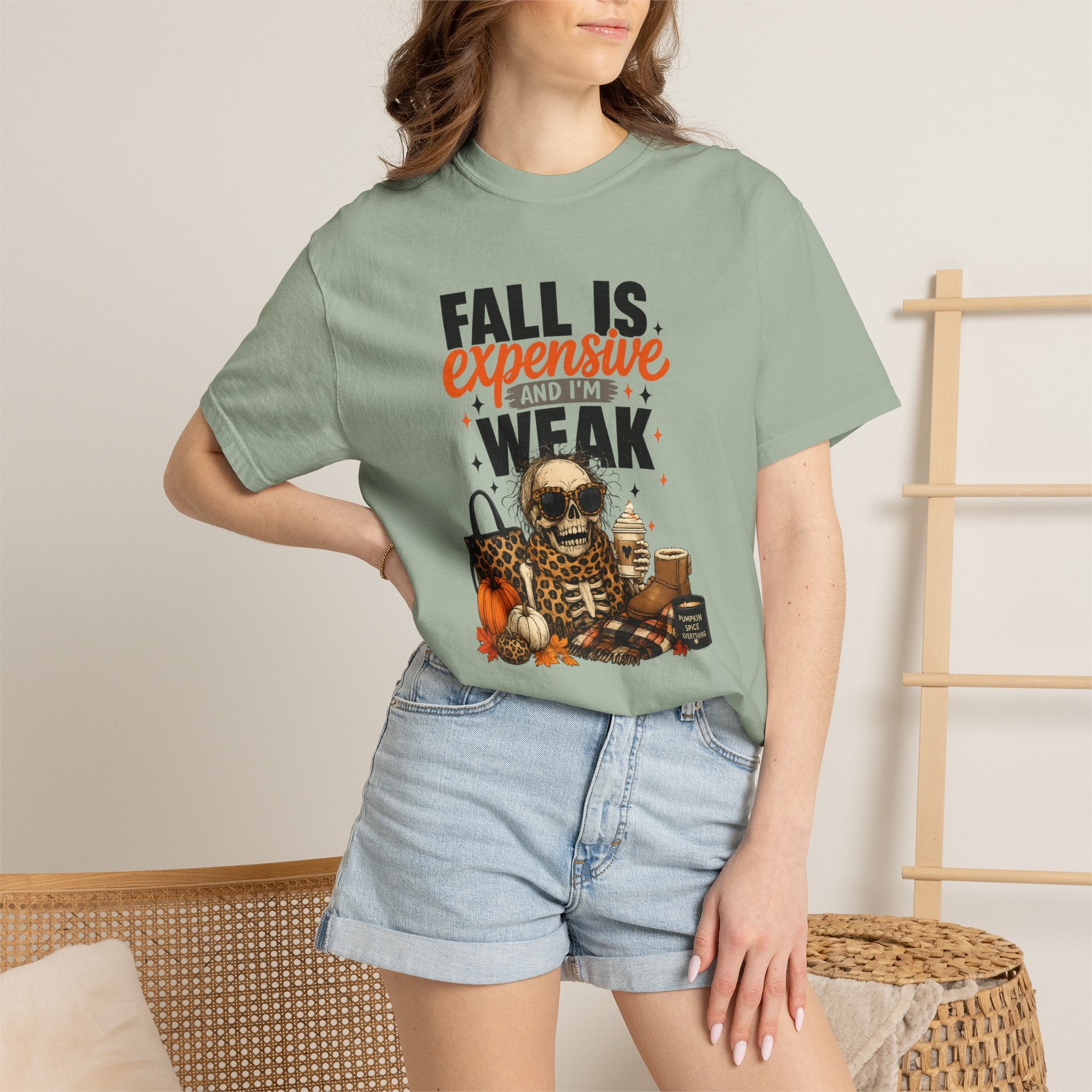 Fall Is Expensive and I'm Weak T-Shirt — Funny Autumn Pumpkin Skull Tee