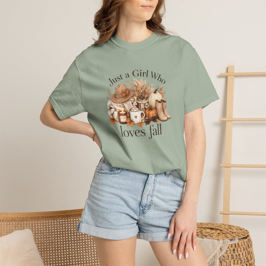 Fall Vibes Graphic Tee — "Just a Girl Who Loves Fall" Autumn Shirt