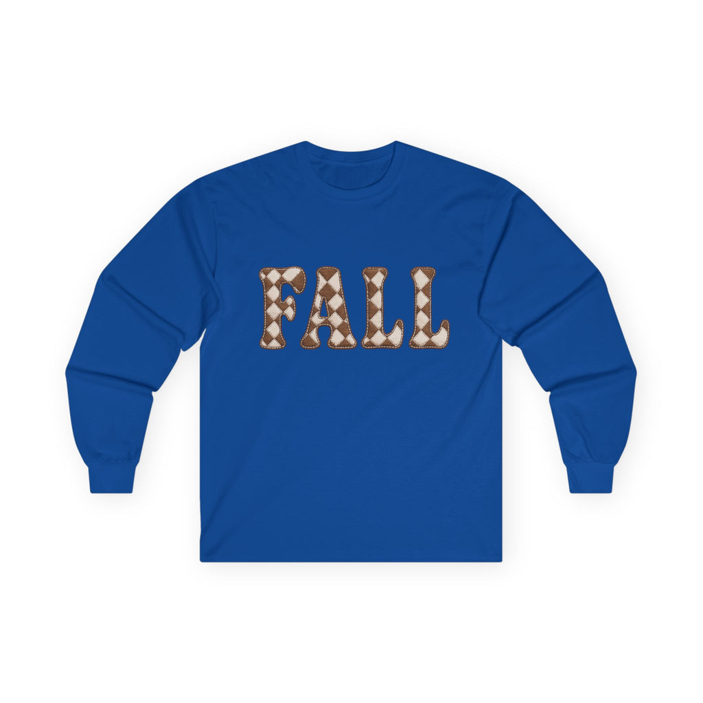 Fall Graphic Long Sleeve Tee — Retro Pattern "FALL" Autumn Shirt