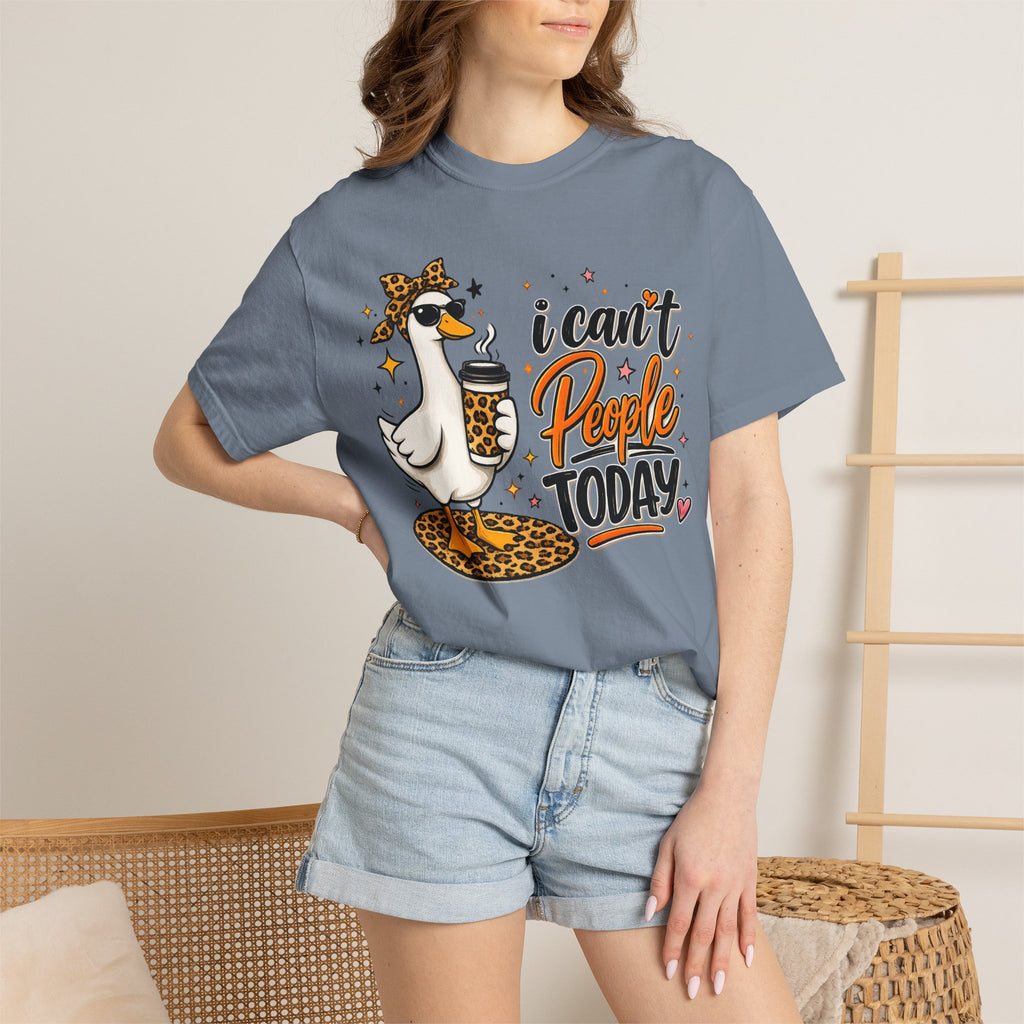 I Can't People Today T-Shirt — Leopard Duck Graphic Tee for Introverts