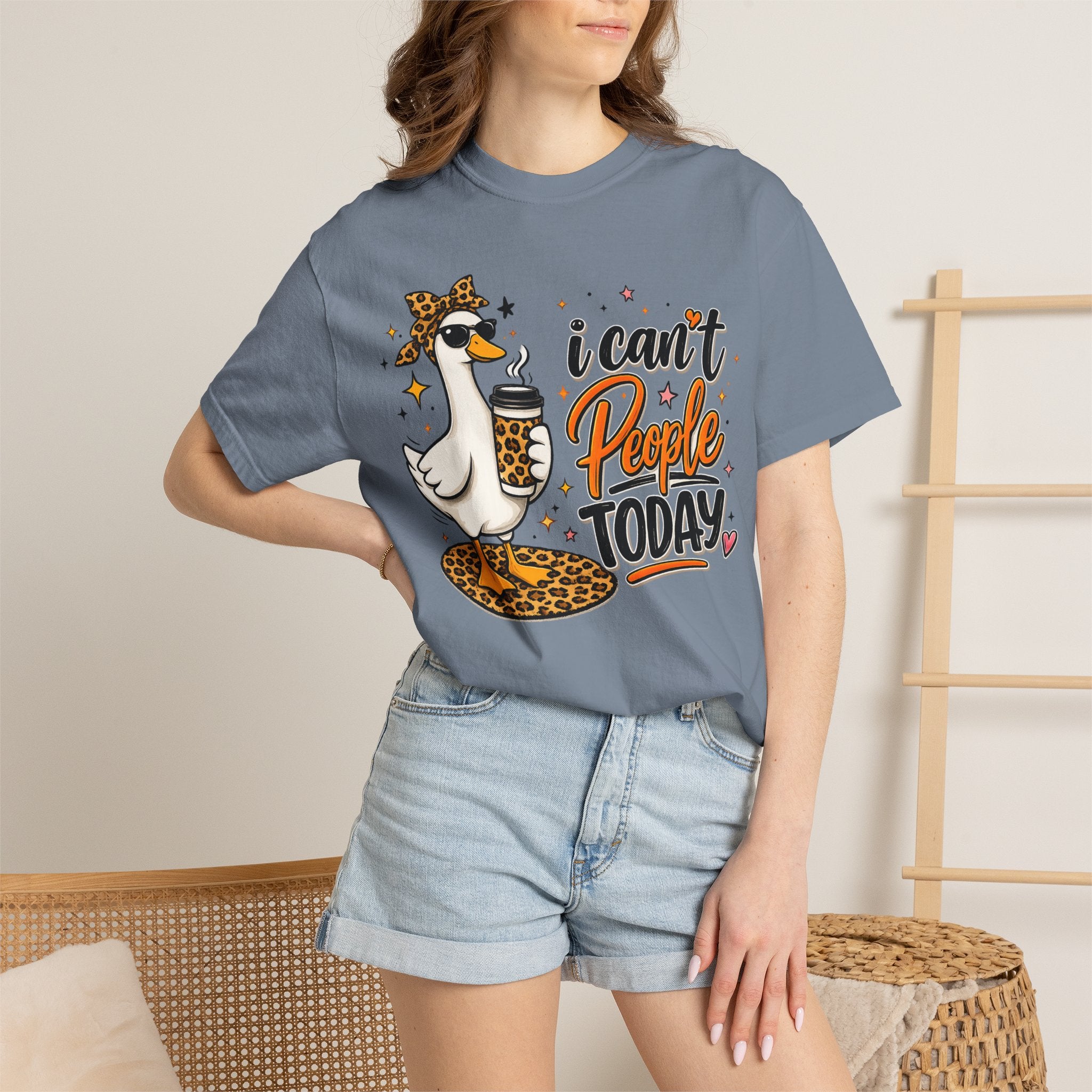 I Can't People Today T-Shirt — Leopard Duck Graphic Tee for Introverts