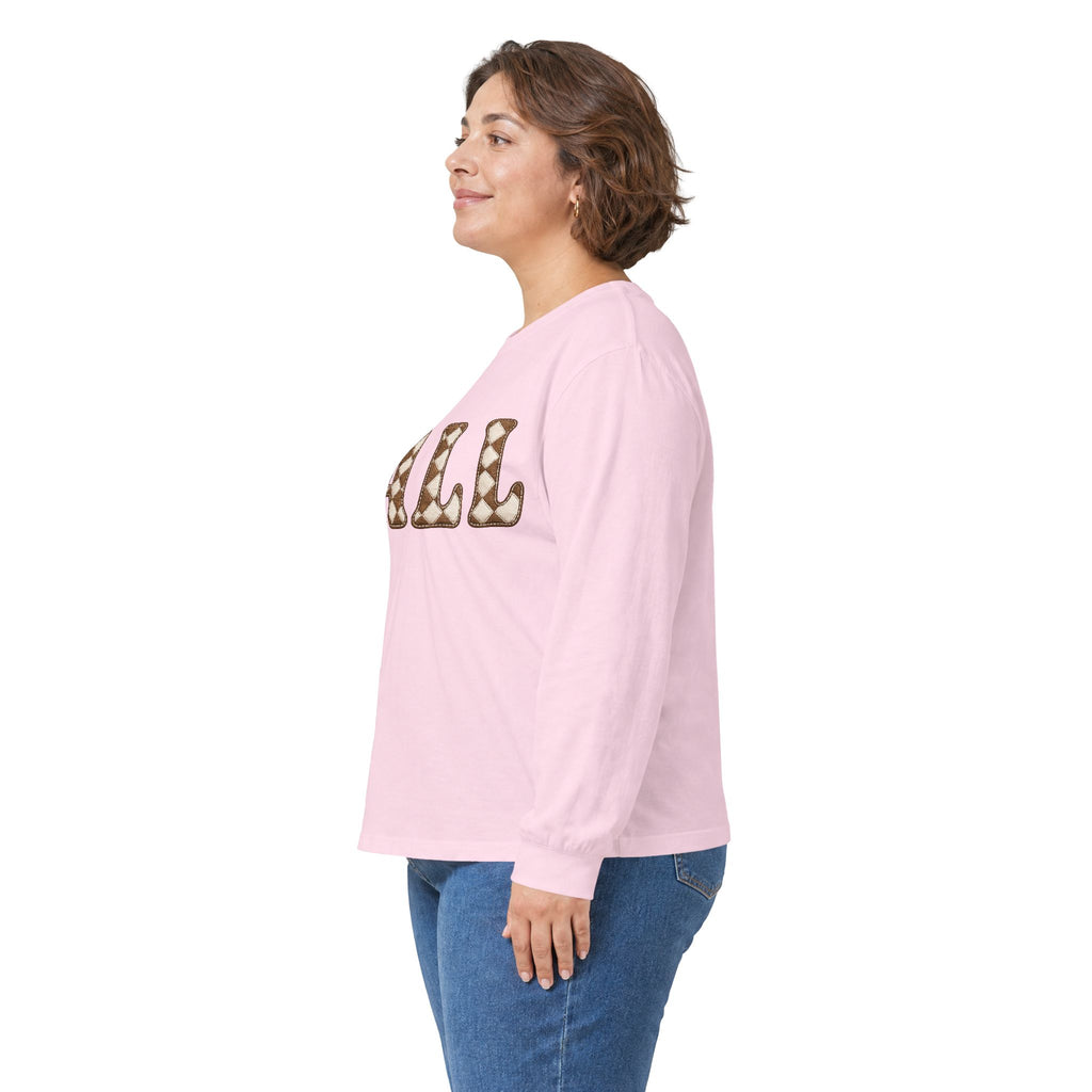 Fall Graphic Long Sleeve Tee — Retro Pattern "FALL" Autumn Shirt