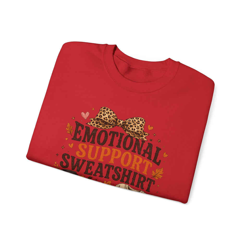 Emotional Support Sweatshirt Crewneck - Cozy Fall Leopard Pumpkin Design