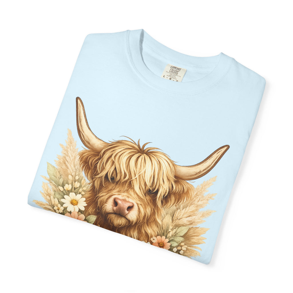 Highland Cow Floral T-Shirt — Cute Scottish Highland Cattle Tee