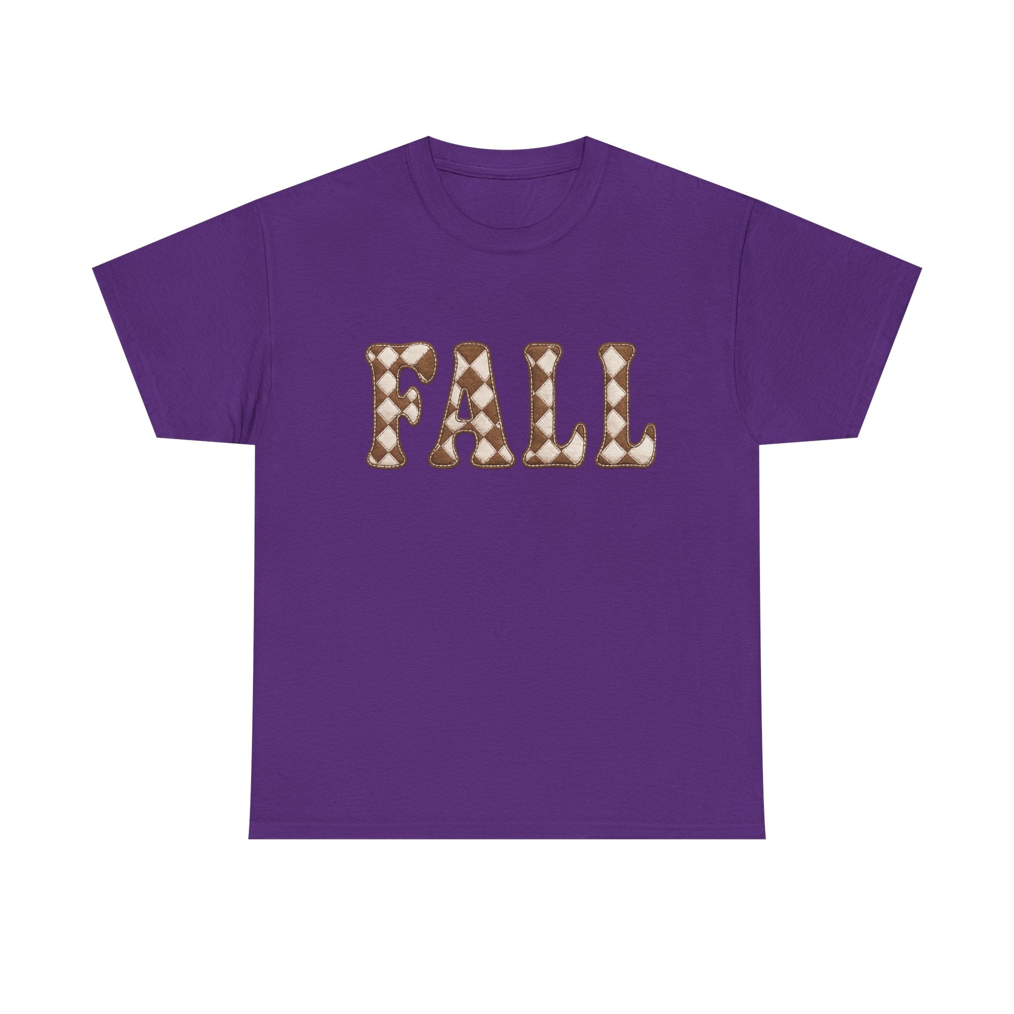Fall Pumpkin Pattern T-Shirt — Cozy Autumn Tee with 'FALL' Lettering