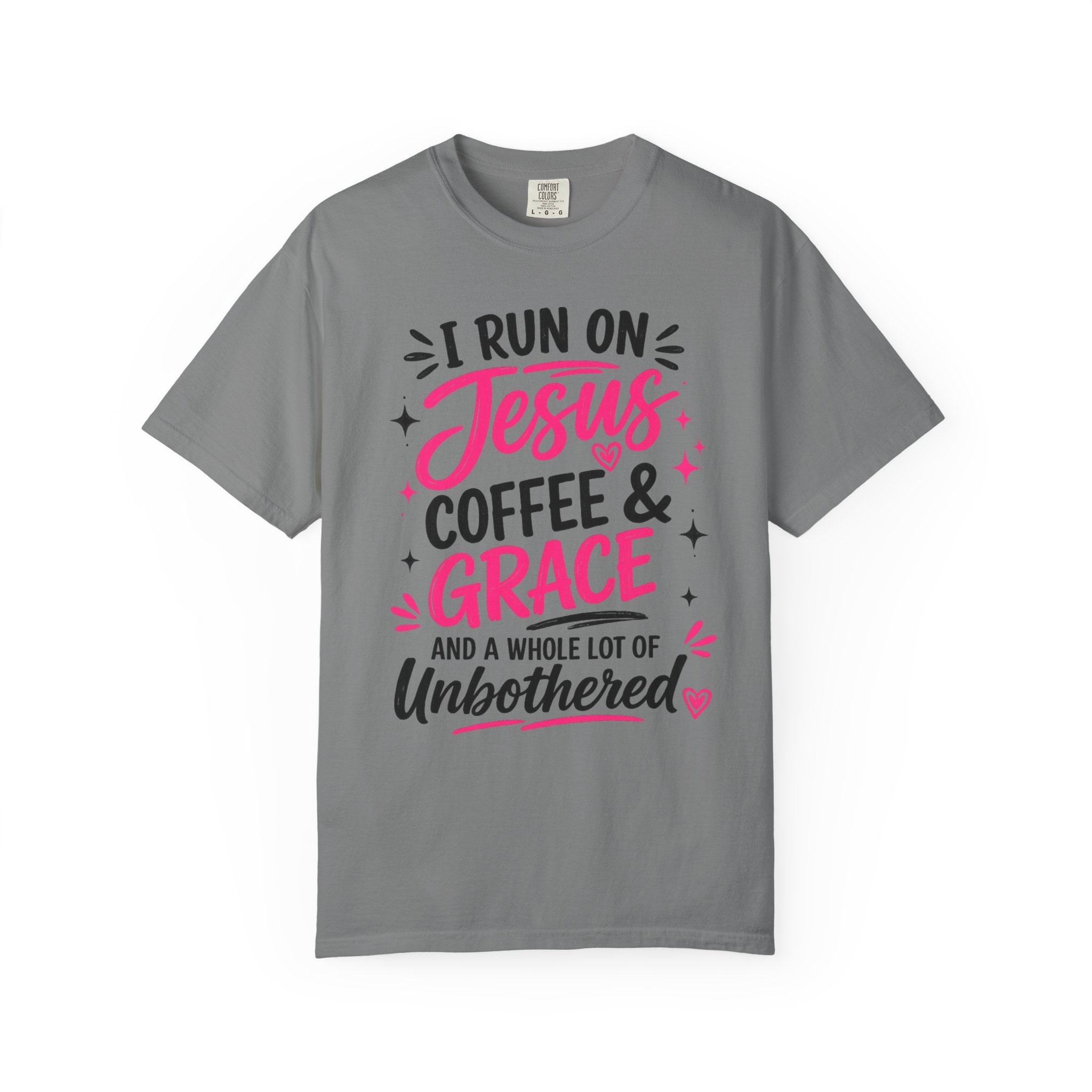 Christian Graphic T-Shirt - "I Run on Jesus, Coffee & Grace" Faith Tee