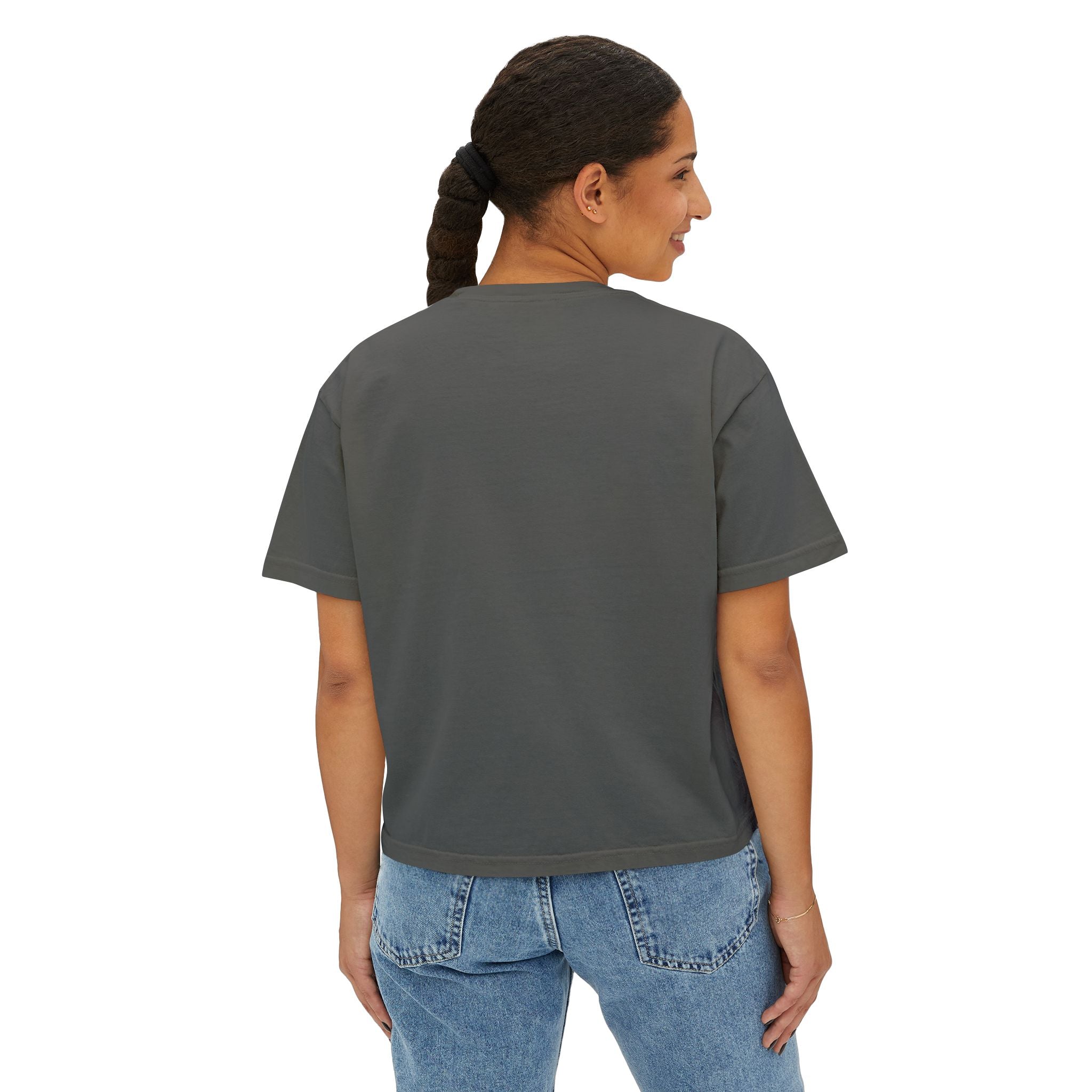 Music Soothes My Soul Boxy Tee — Women's Cropped Graphic T-Shirt with Headphones
