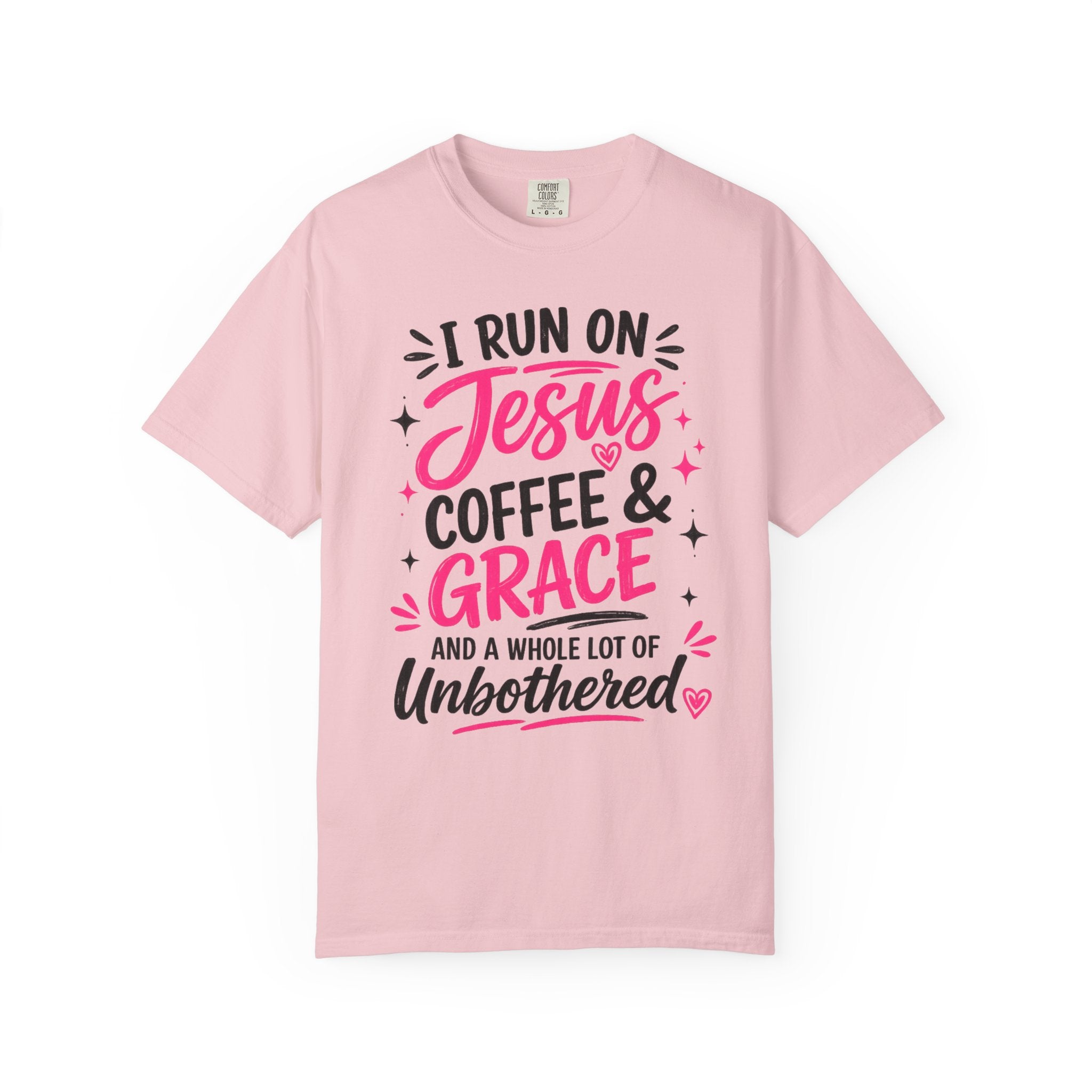Christian Graphic T-Shirt - "I Run on Jesus, Coffee & Grace" Faith Tee