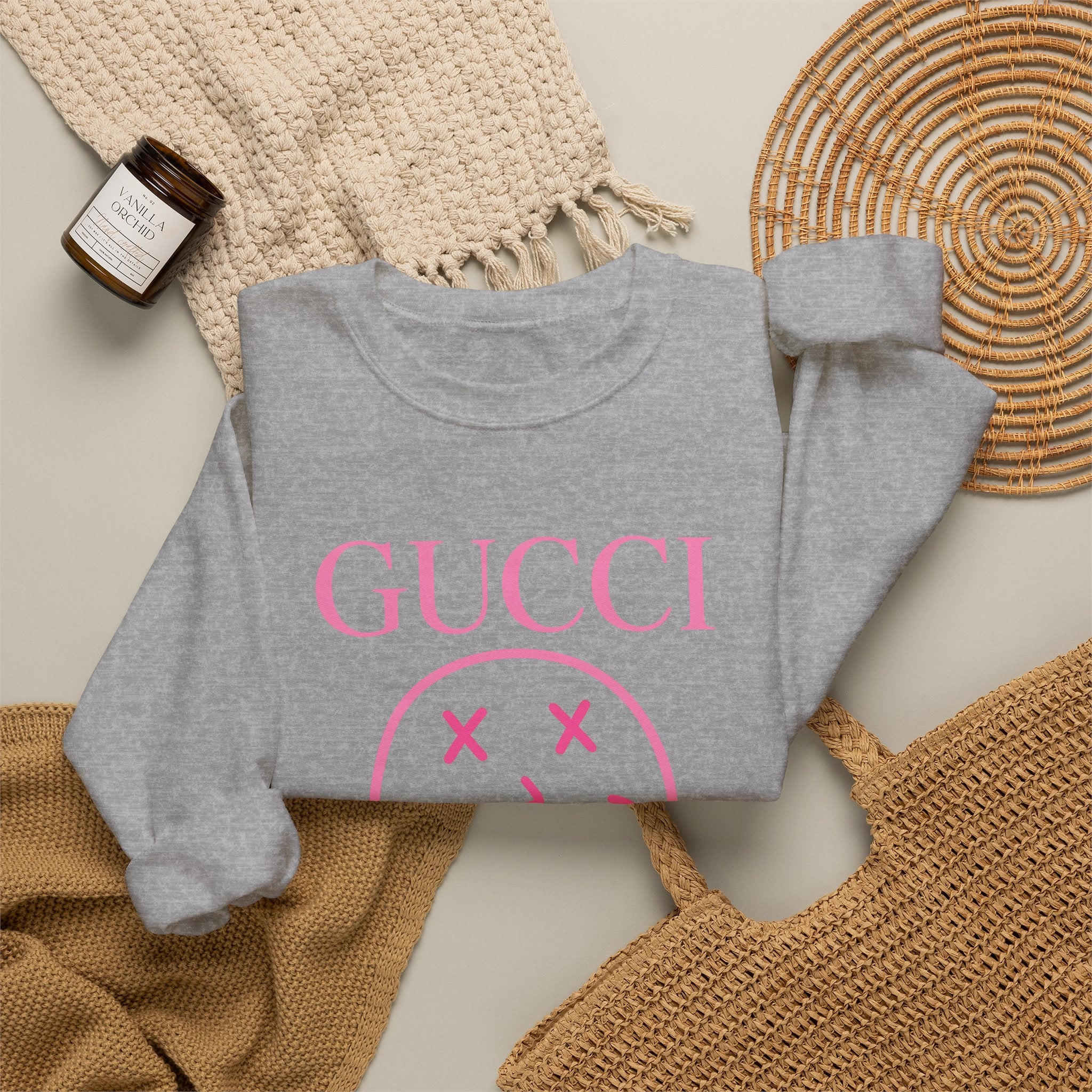 Gucci Pink Smiley Crewneck Sweatshirt