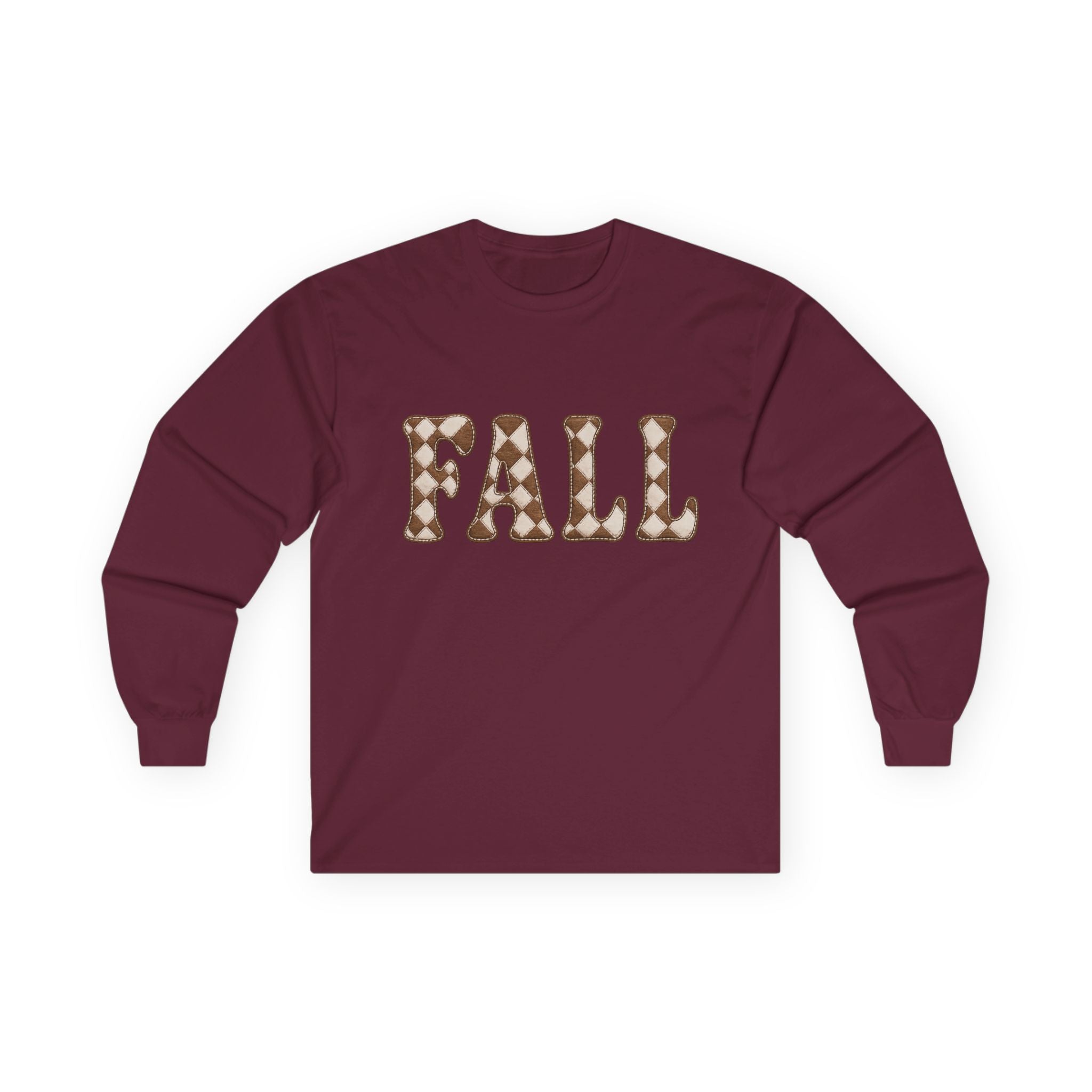 Fall Graphic Long Sleeve Tee — Retro Pattern "FALL" Autumn Shirt