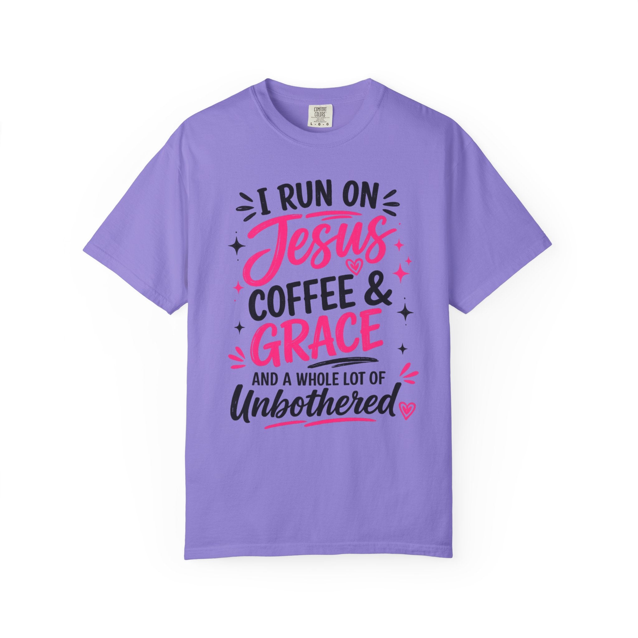 Christian Graphic T-Shirt - "I Run on Jesus, Coffee & Grace" Faith Tee
