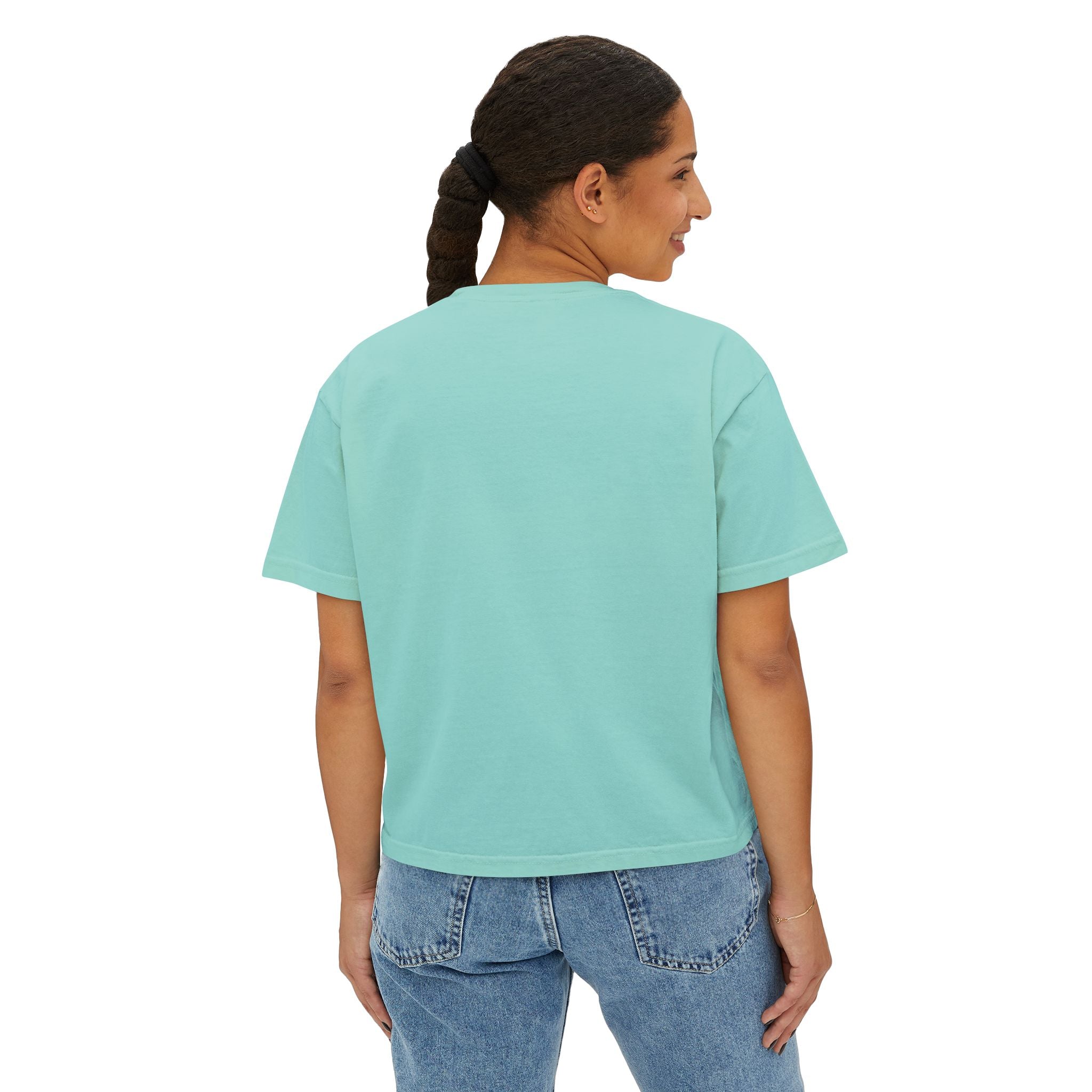 Music Soothes My Soul Boxy Tee — Women's Cropped Graphic T-Shirt with Headphones