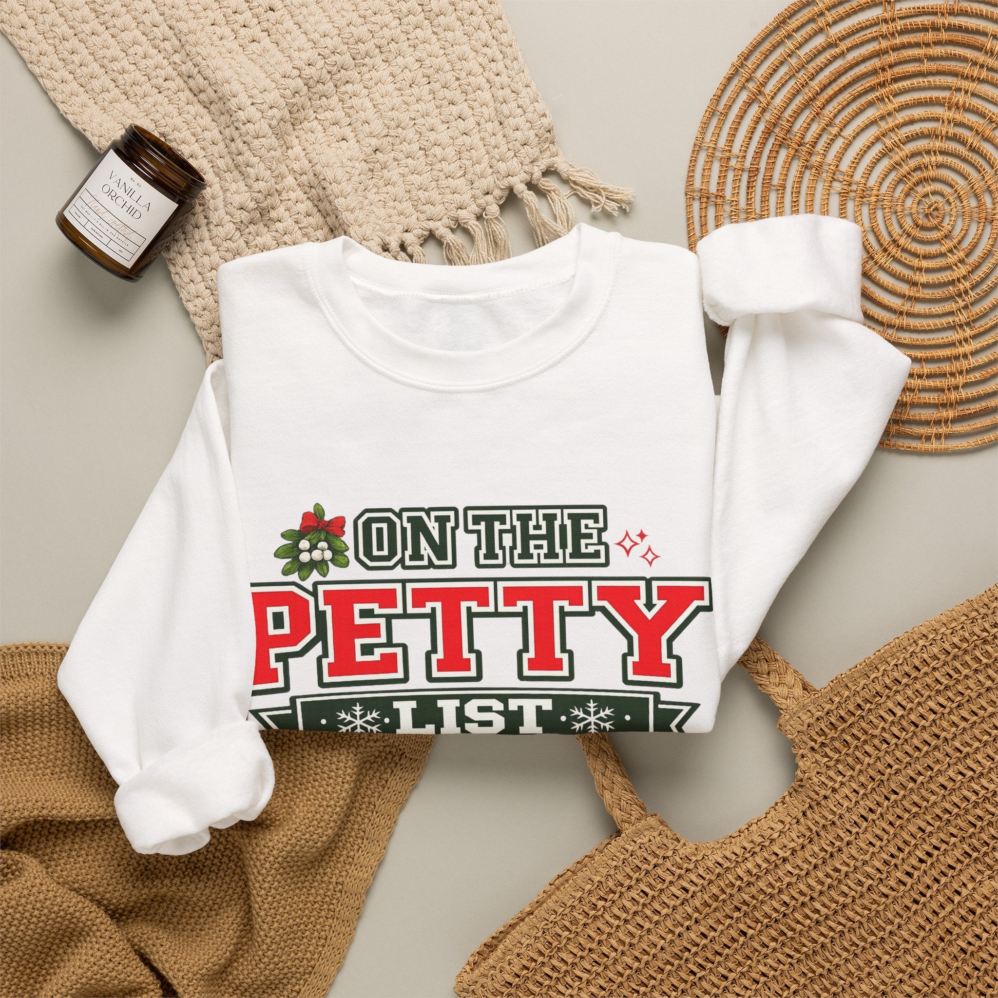 Crewneck Sweatshirt - 'On The Petty List' Funny Christmas Holiday Graphic
