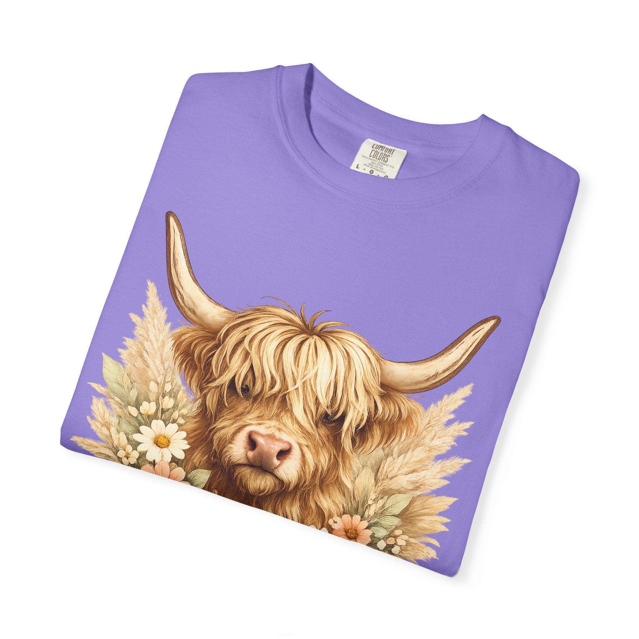 Highland Cow Floral T-Shirt — Cute Scottish Highland Cattle Tee