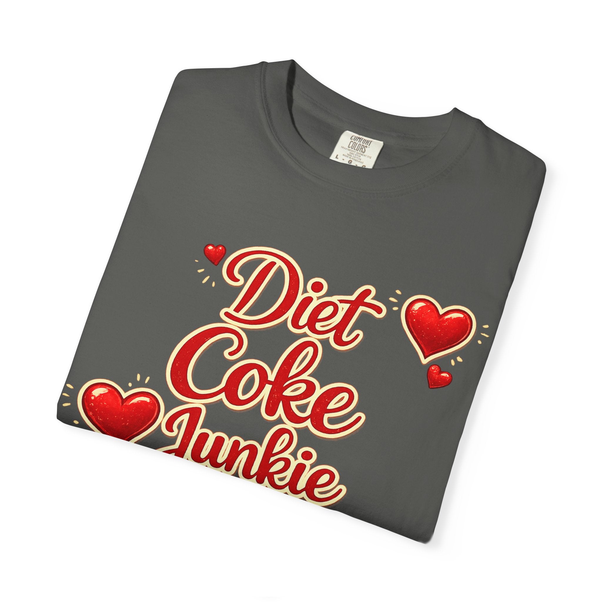 Diet Coke Junkie T‑Shirt — Retro Script Heart Graphic Tee