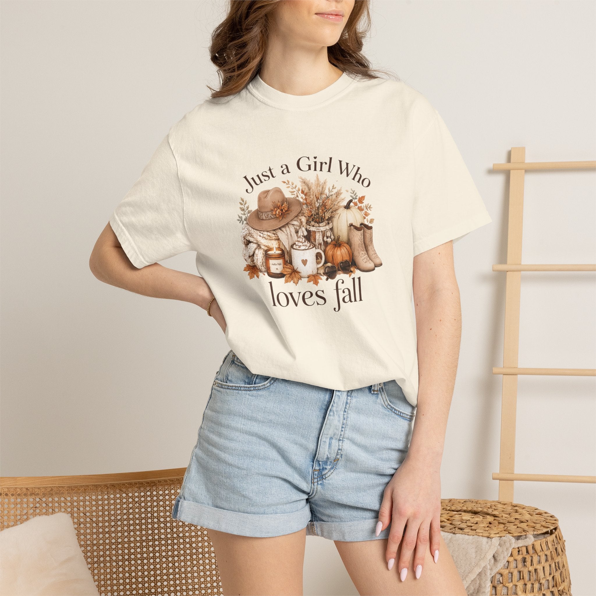 Fall Vibes Graphic Tee — "Just a Girl Who Loves Fall" Autumn Shirt
