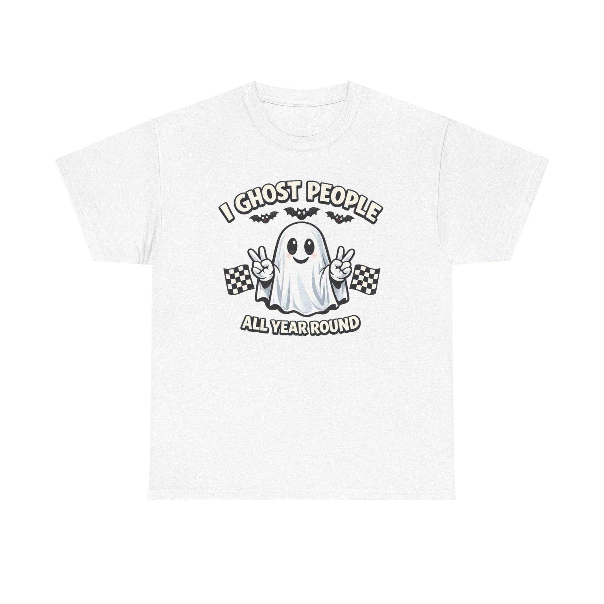 Ghost People All Year Round Tee — Cute Vintage Ghost Graphic Shirt