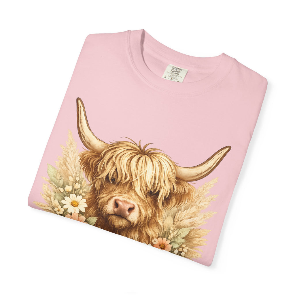 Highland Cow Floral T-Shirt — Cute Scottish Highland Cattle Tee